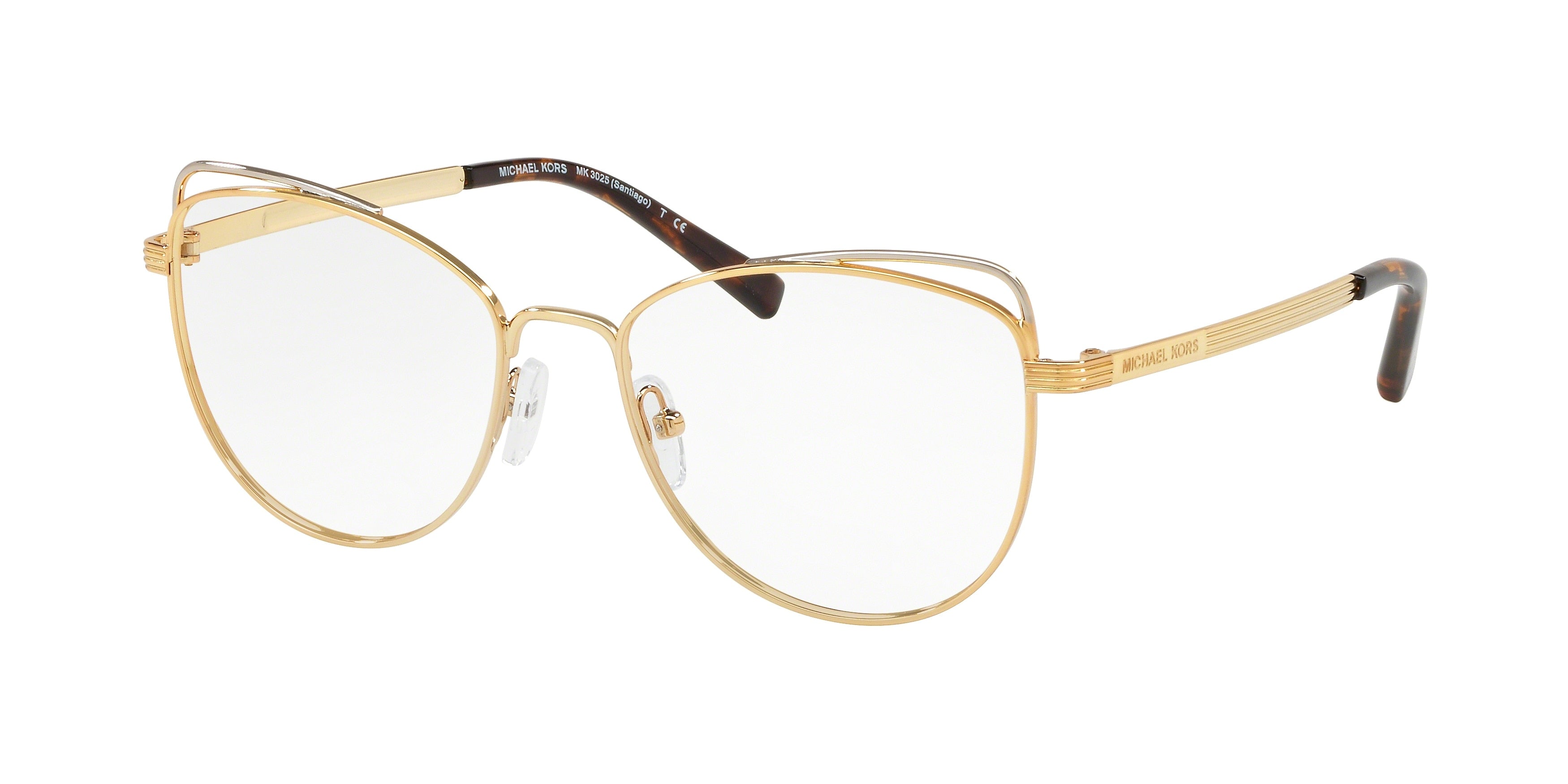 Michael Kors SANTIAGO MK3025 Cat Eye Eyeglasses 1212-Light Gold 53-135-17 - Color Map Gold