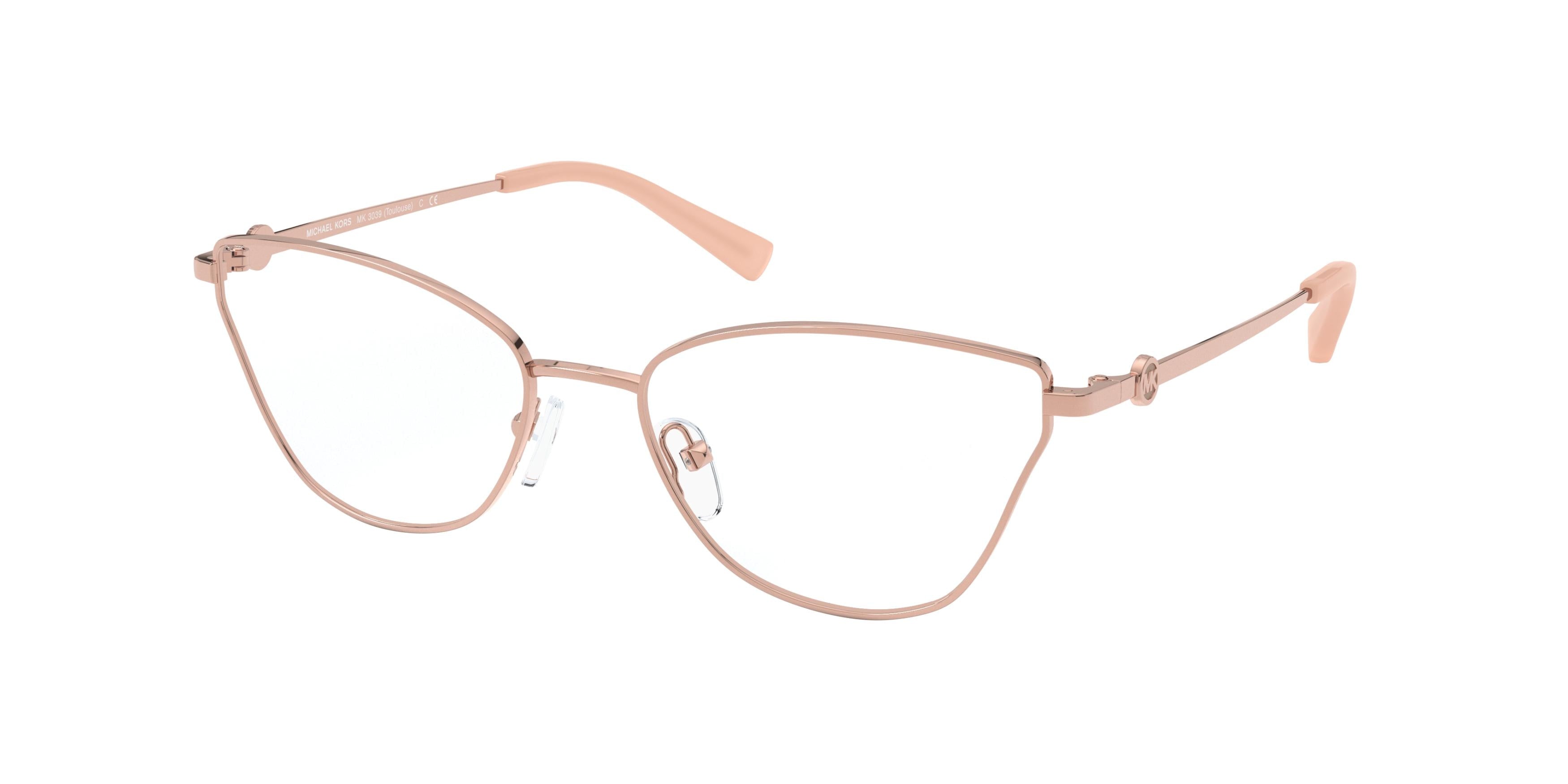 Michael Kors TOULOUSE MK3039 Cat Eye Eyeglasses 1108-Rose Gold 56-135-17 - Color Map Gold
