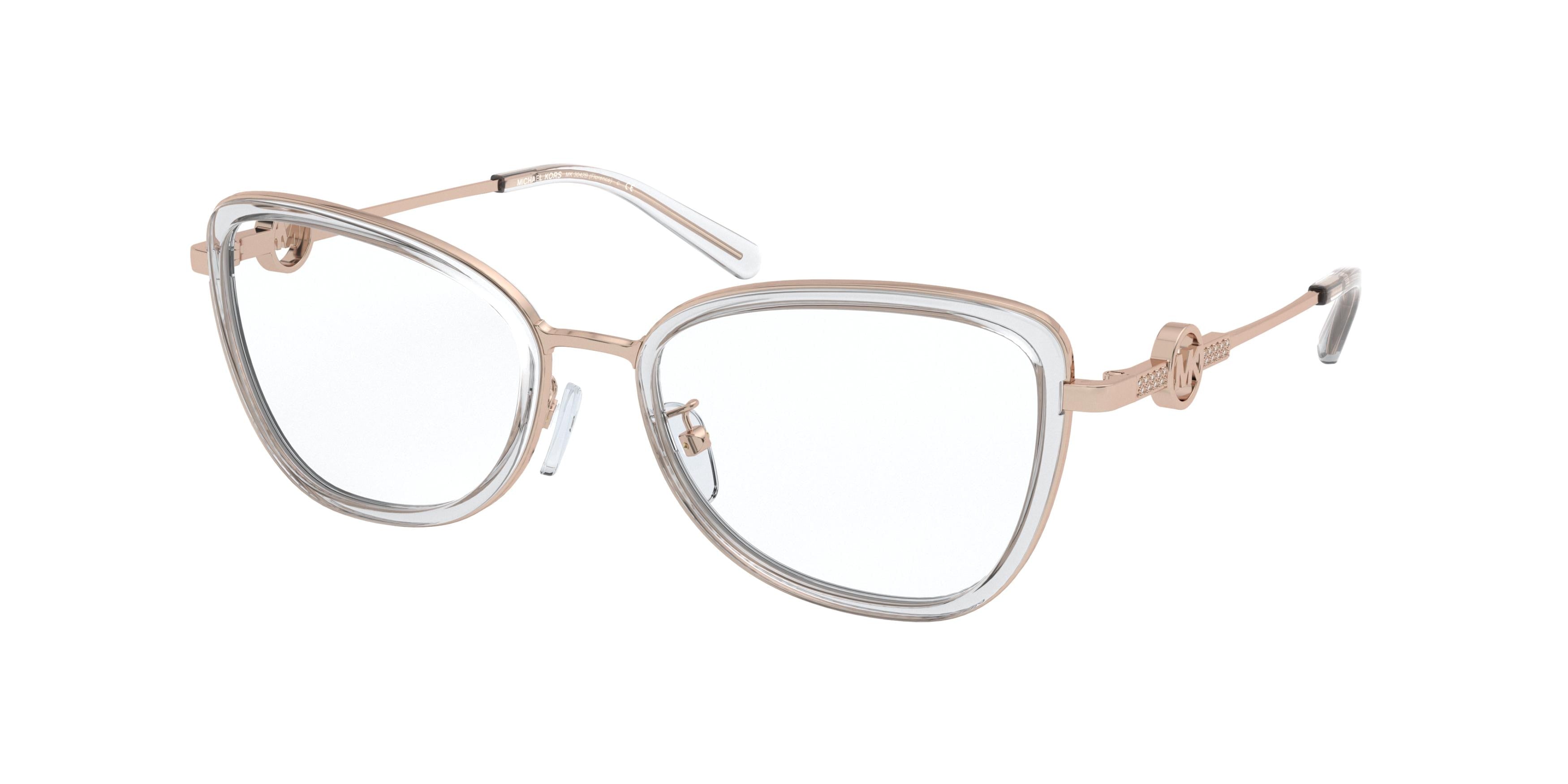 Michael Kors FLORENCE MK3042B Butterfly Eyeglasses  1108-Rose Gold 51-135-18 - Color Map Gold