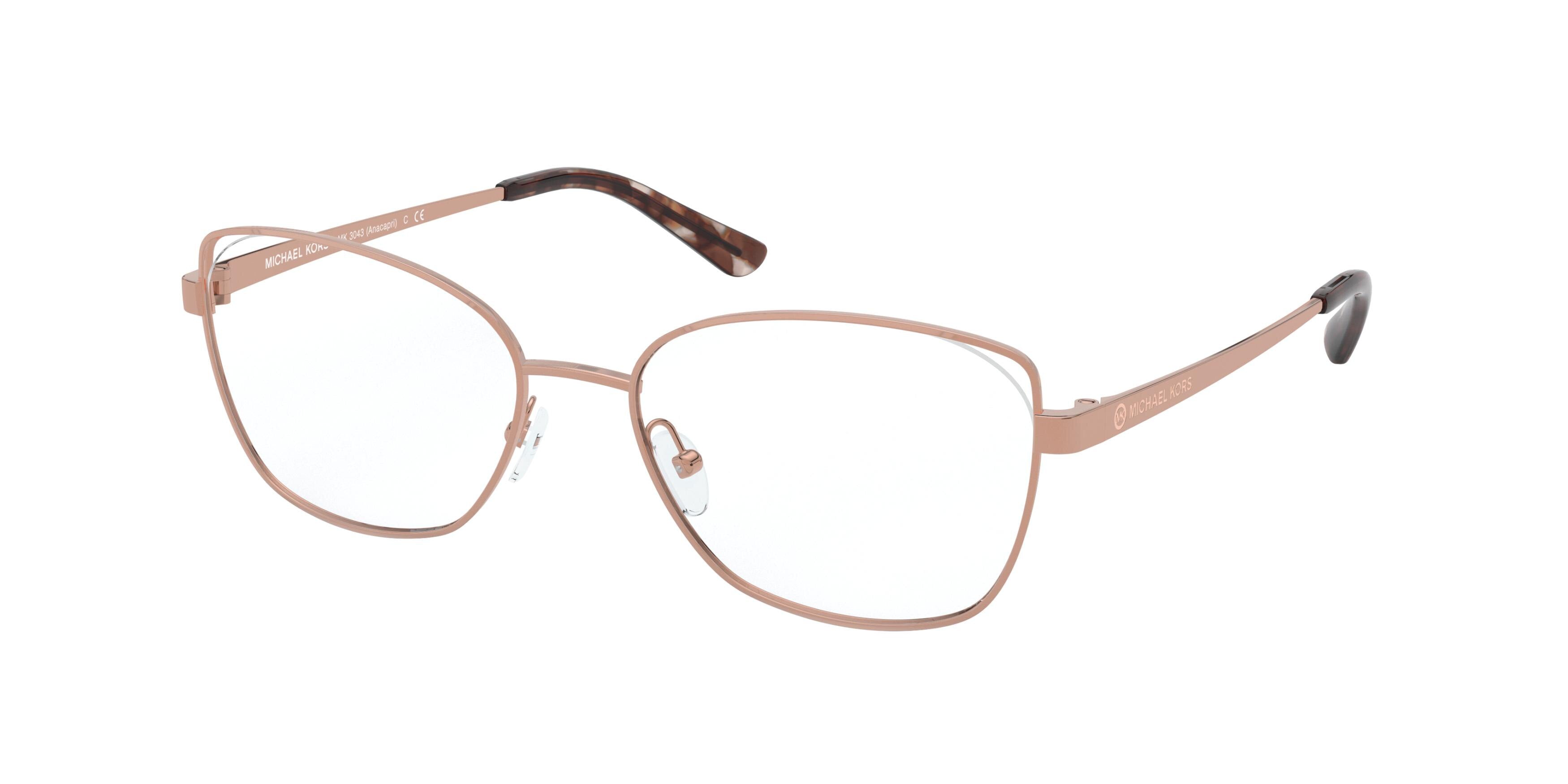 Michael Kors ANACAPRI MK3043 Square Eyeglasses 1108-Rose Gold 54-140-17 - Color Map Gold
