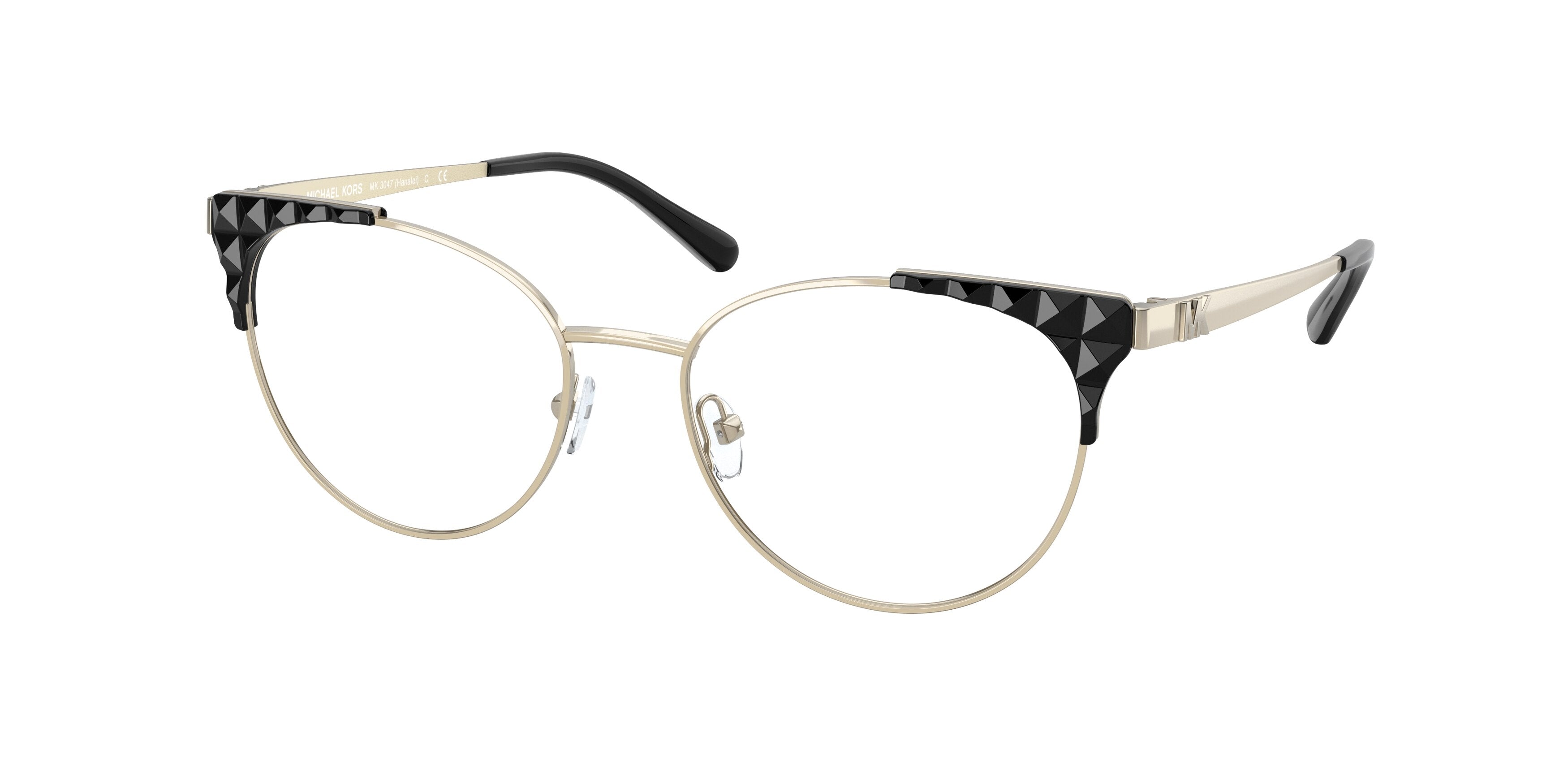 Michael Kors HANALEI MK3047 Cat Eye Eyeglasses 1014-Light Gold 52-140-17 - Color Map Gold