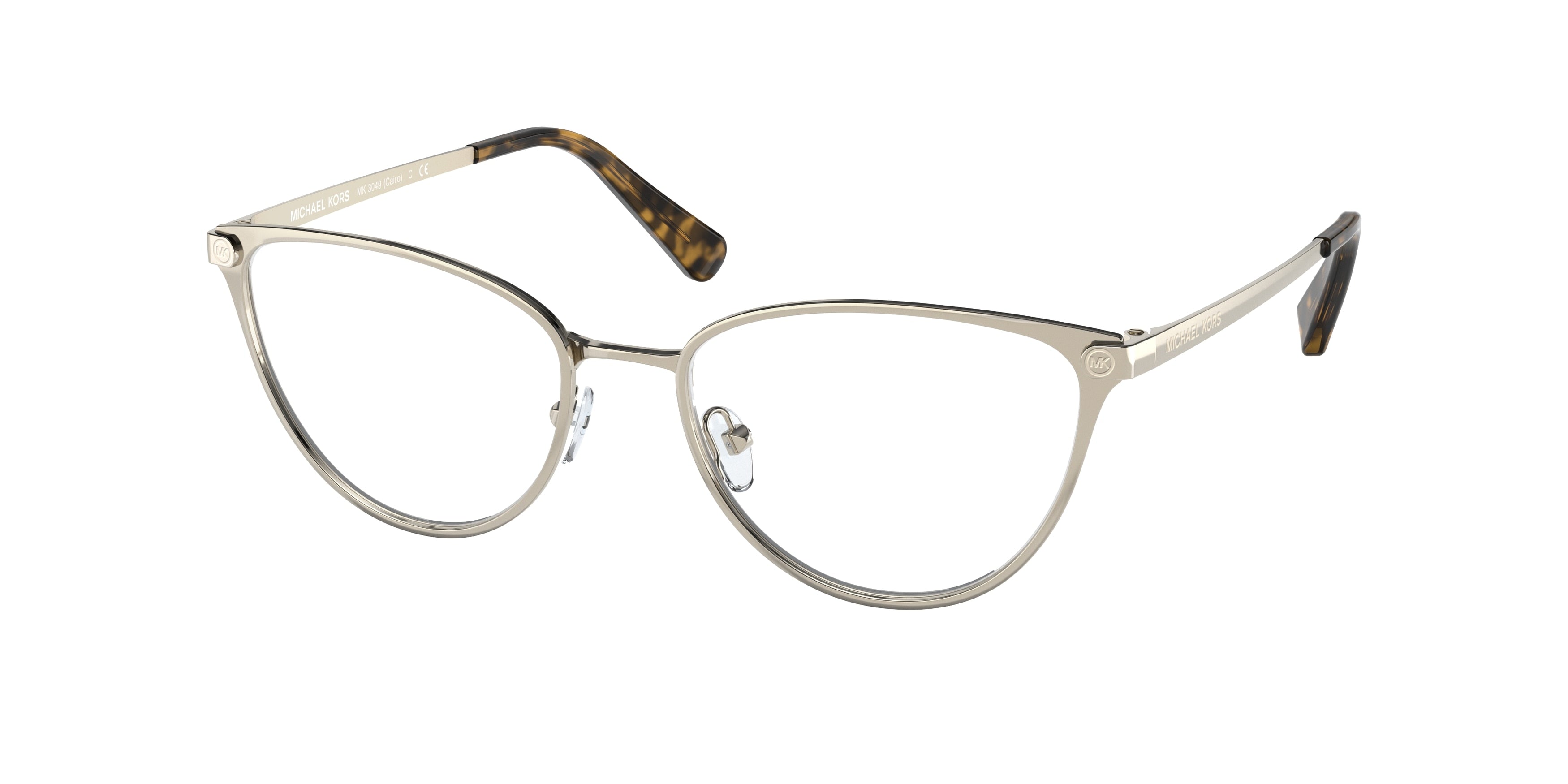 Michael Kors CAIRO MK3049 Cat Eye Eyeglasses 1014-Shiny Light Gold 52-140-17 - Color Map Gold