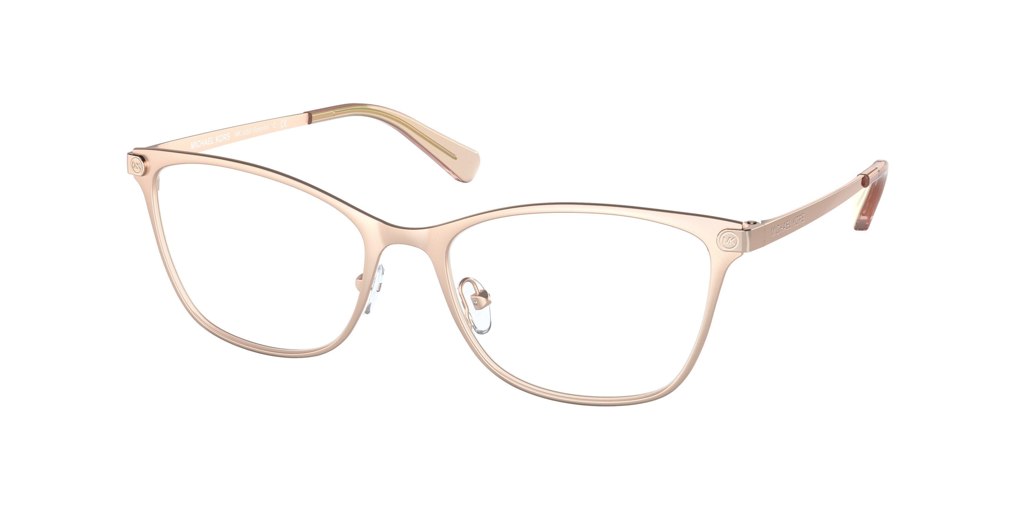 Michael Kors TORONTO MK3050 Pillow Eyeglasses 1108-Satin Rose Gold 53-140-17 - Color Map Pink