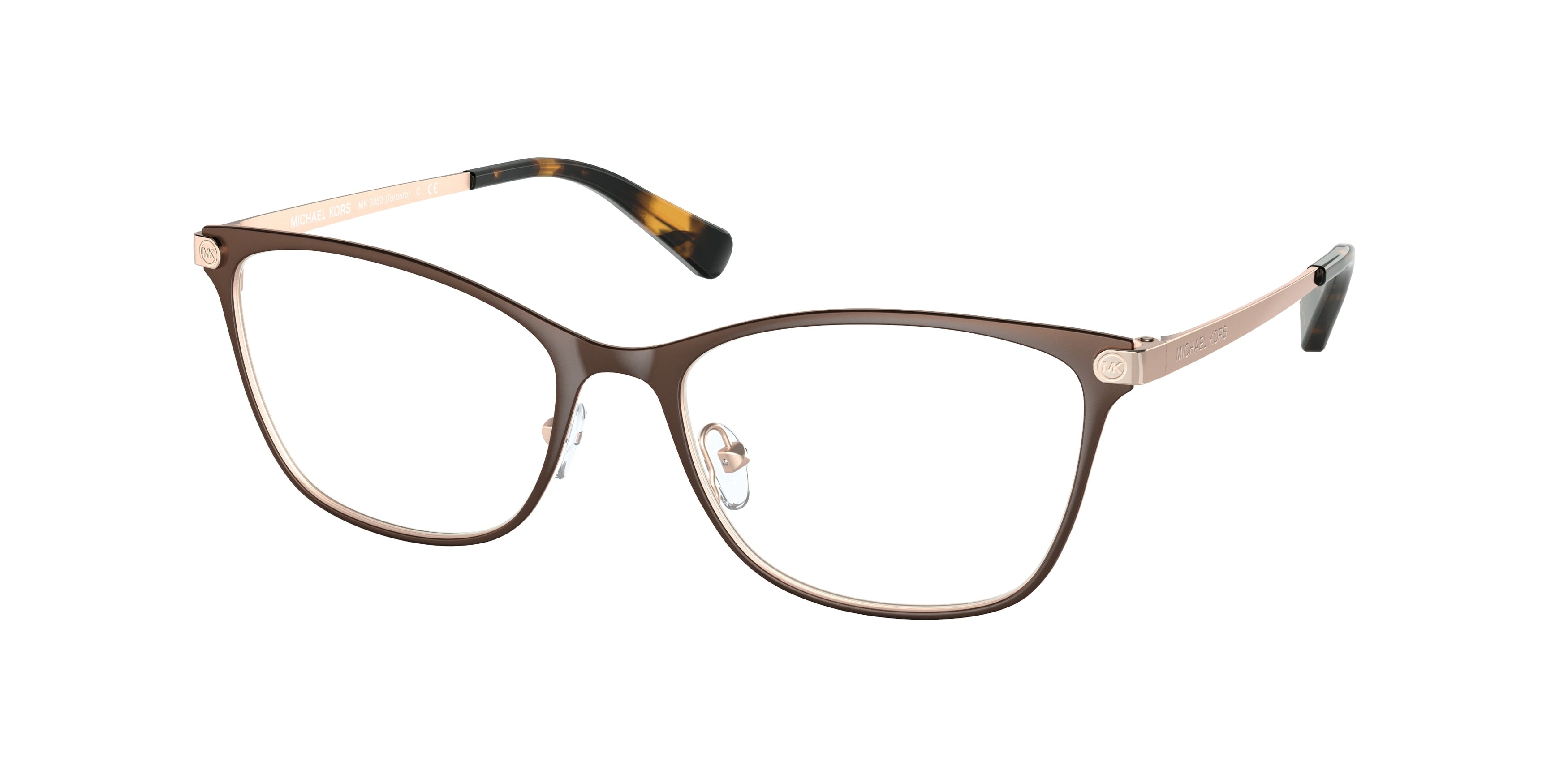Michael Kors TORONTO MK3050 Pillow Eyeglasses 1213-Satin Brown 53-140-17 - Color Map Brown