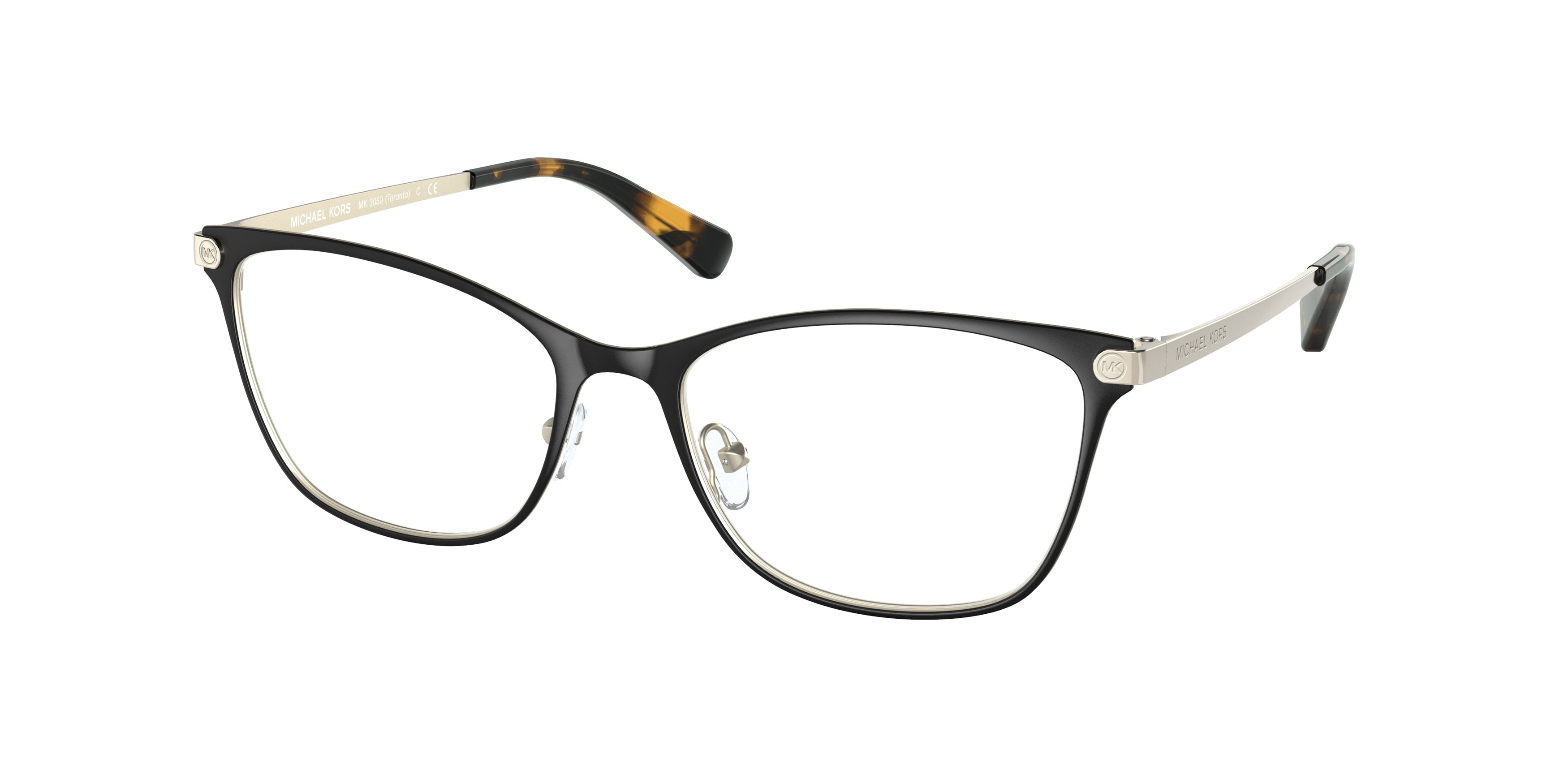 Michael Kors TORONTO MK3050 Pillow Eyeglasses 1334-Matte Black 53-140-17 - Color Map Black