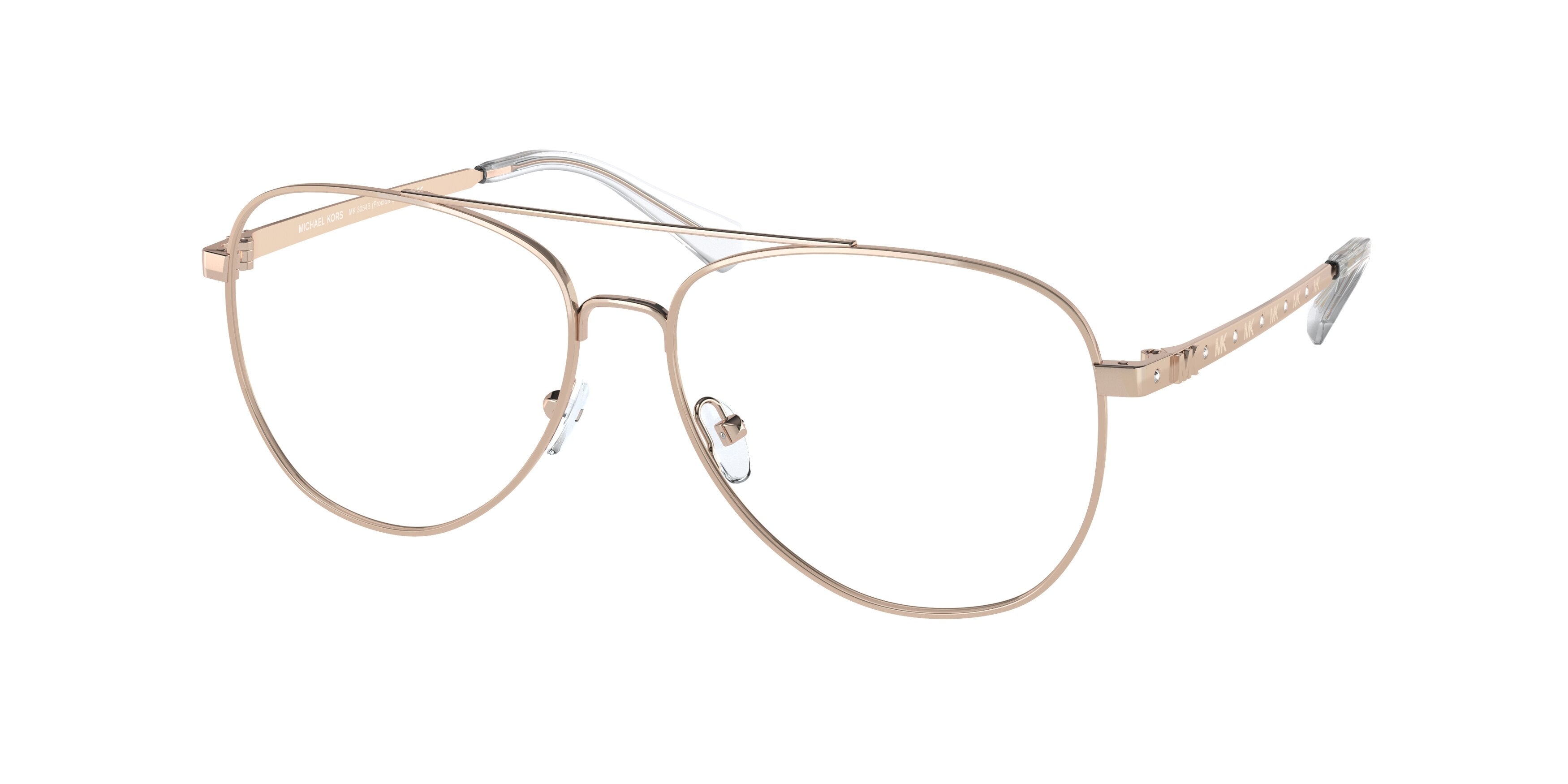 Michael Kors PROCIDA BRIGHT MK3054B Pilot Eyeglasses 1108-Rose Gold 56-140-14 - Color Map Gold