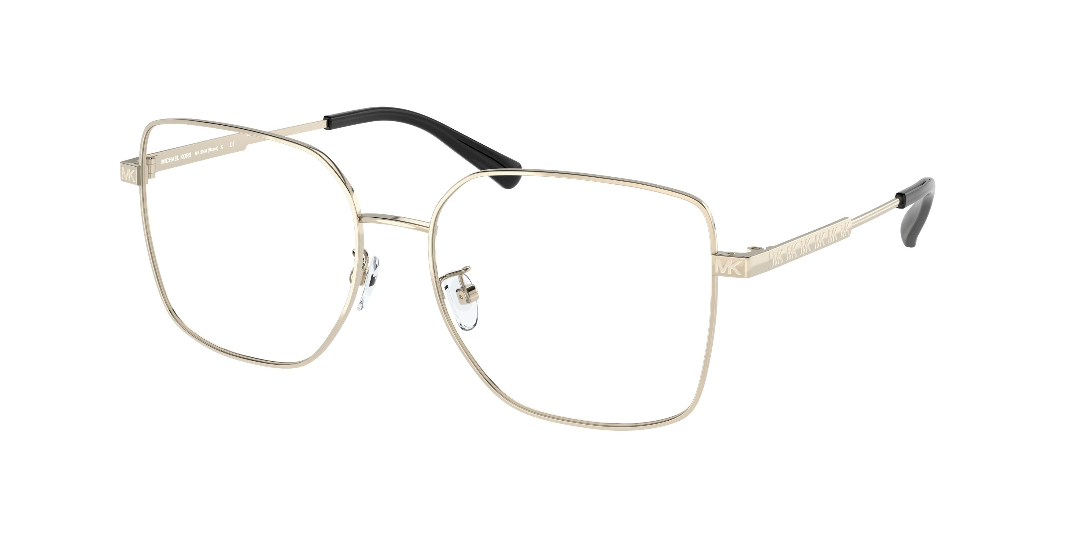 Michael Kors NAXOS MK3056 Square Eyeglasses 1014-Light Gold 55-140-16 - Color Map Gold
