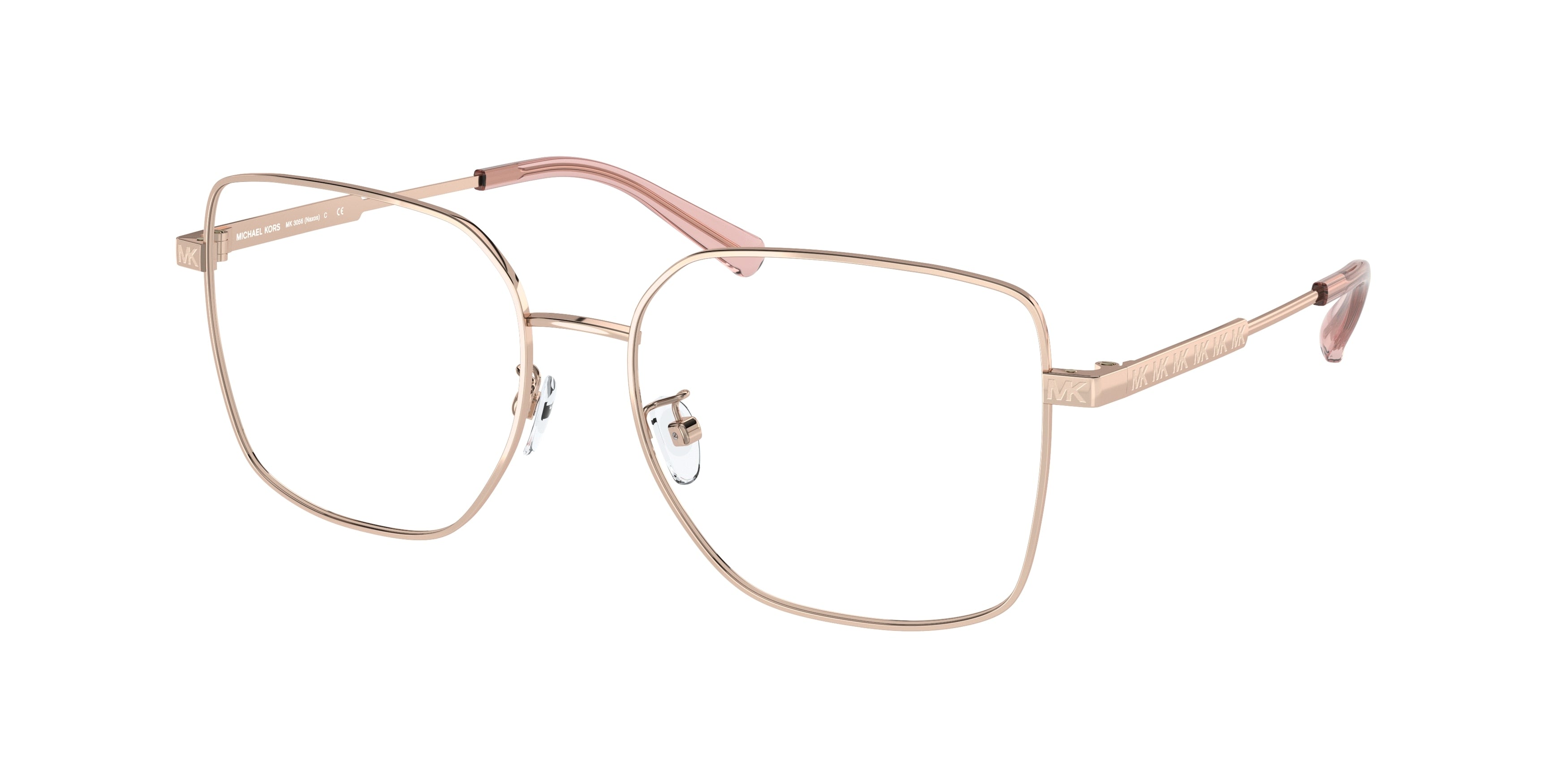 Michael Kors NAXOS MK3056 Square Eyeglasses 1108-Rose Gold 55-140-16 - Color Map Gold