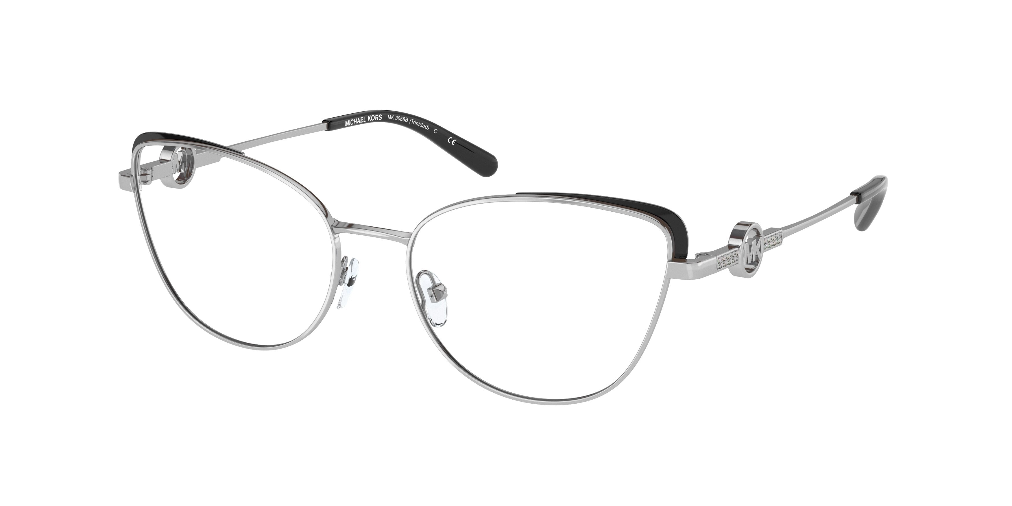 Michael Kors TRINIDAD MK3058B Cat Eye Eyeglasses 1153-Silver 54-140-17 - Color Map Silver