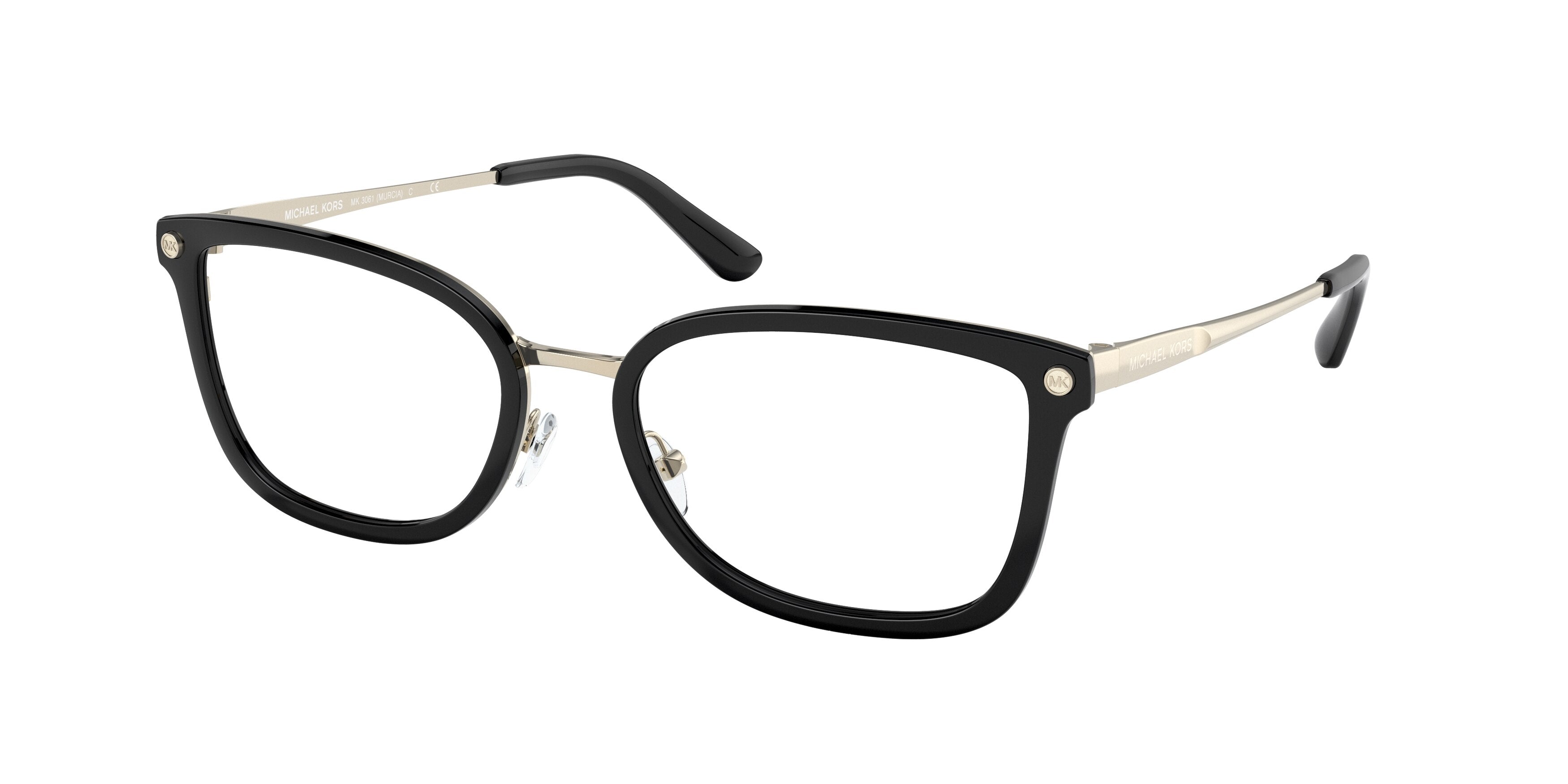 Michael Kors MURCIA MK3061 Rectangle Eyeglasses 1014-Black 54-140-18 - Color Map Black