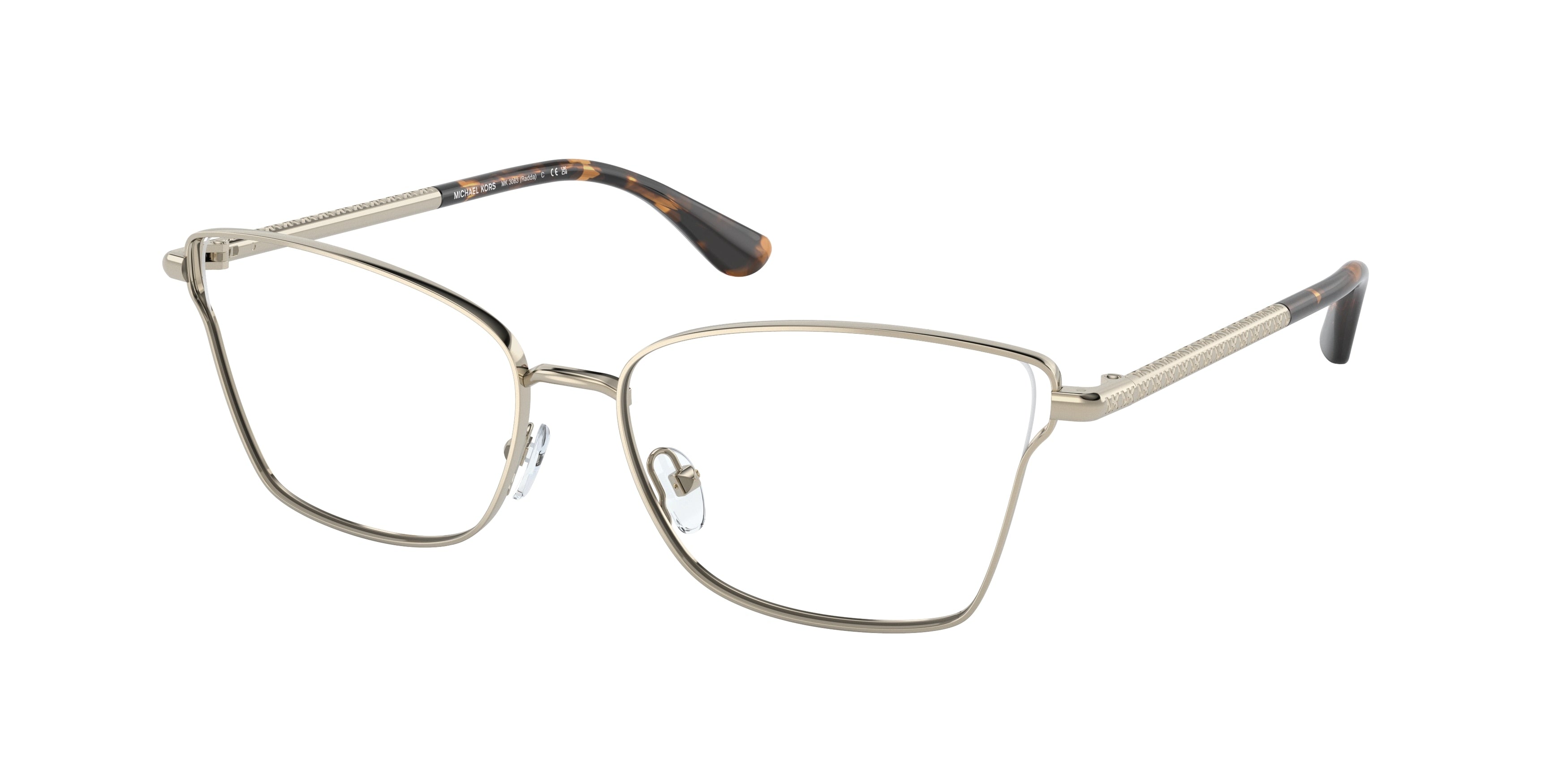 Michael Kors RADDA MK3063 Rectangle Eyeglasses 1014-Light Gold 55-140-15 - Color Map Gold