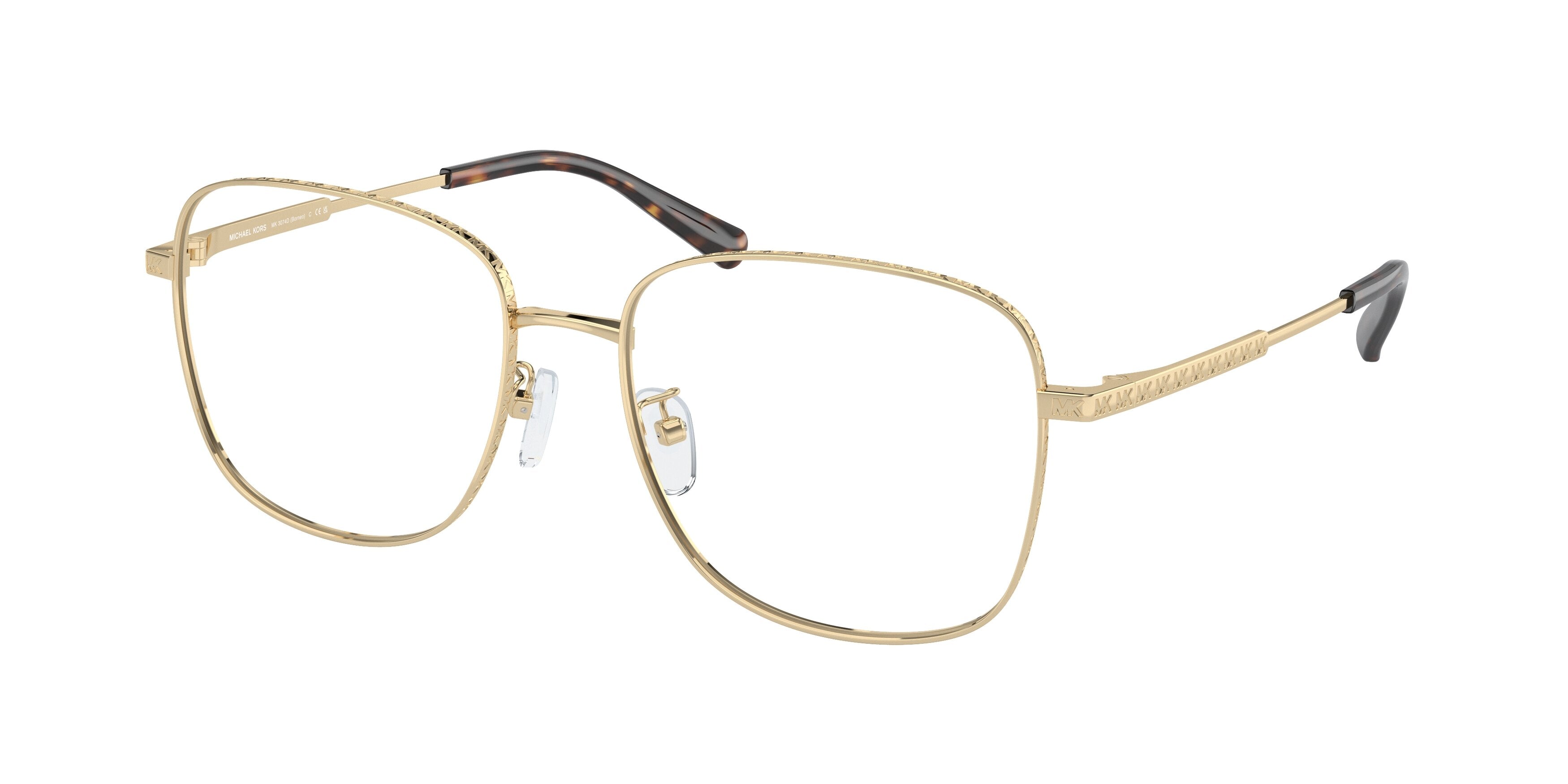 Michael Kors BORNEO MK3074D Square Eyeglasses 1014-Light Gold 56-145-17 - Color Map Gold