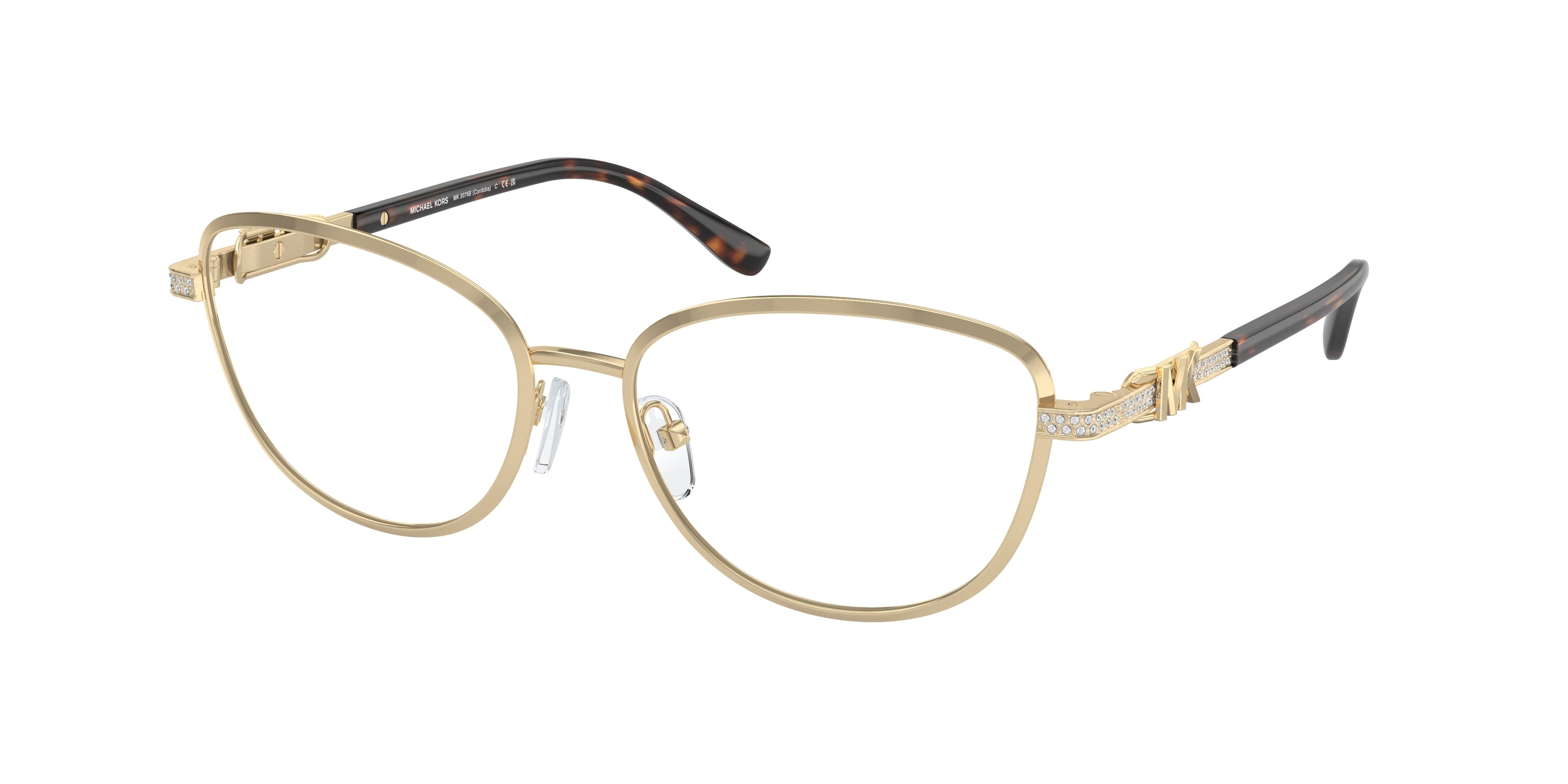 Michael Kors CORDOBA MK3076B Cat Eye Eyeglasses 1014-Shiny Light Gold 55-140-16 - Color Map Gold
