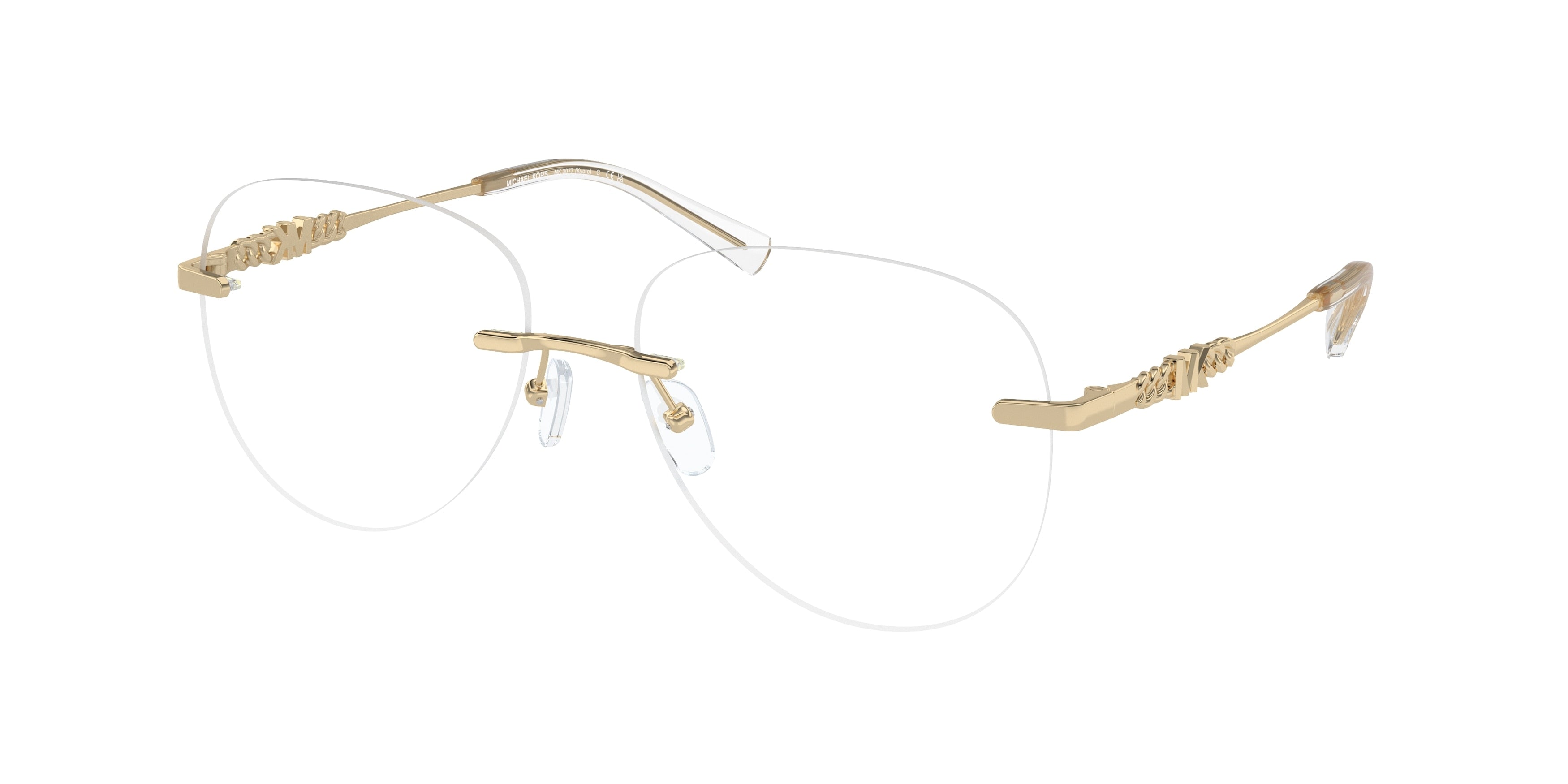 Michael Kors KYOTO MK3077 Round Eyeglasses 1014-Shiny Light Gold 56-140-16 - Color Map Gold