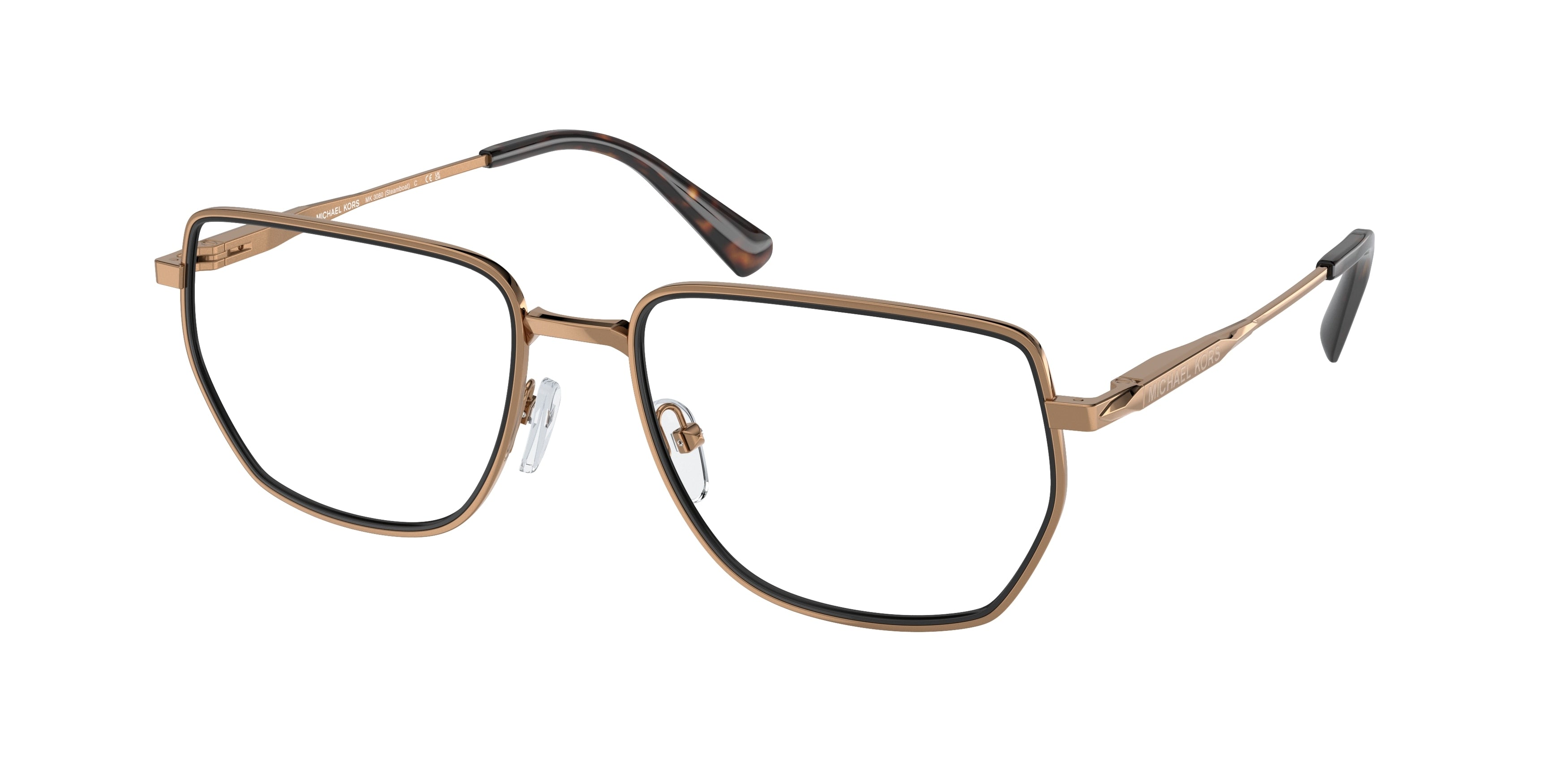 Michael Kors STEAMBOAT MK3080 Irregular Eyeglasses 1899-Shiny Gold 56-145-18 - Color Map Gold