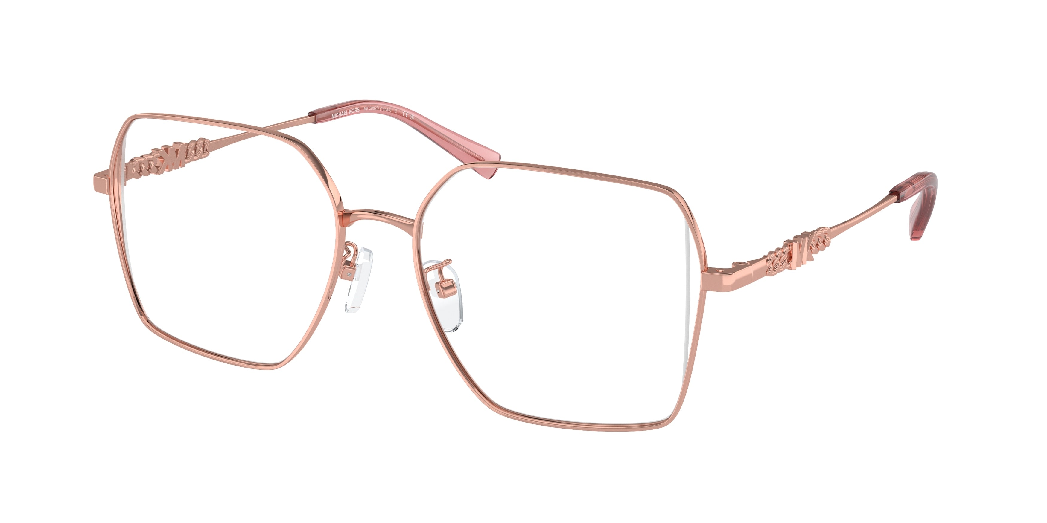 Michael Kors YUNAN MK3082D Square Eyeglasses 1108-Shiny Rose Gold 55-145-17 - Color Map Gold