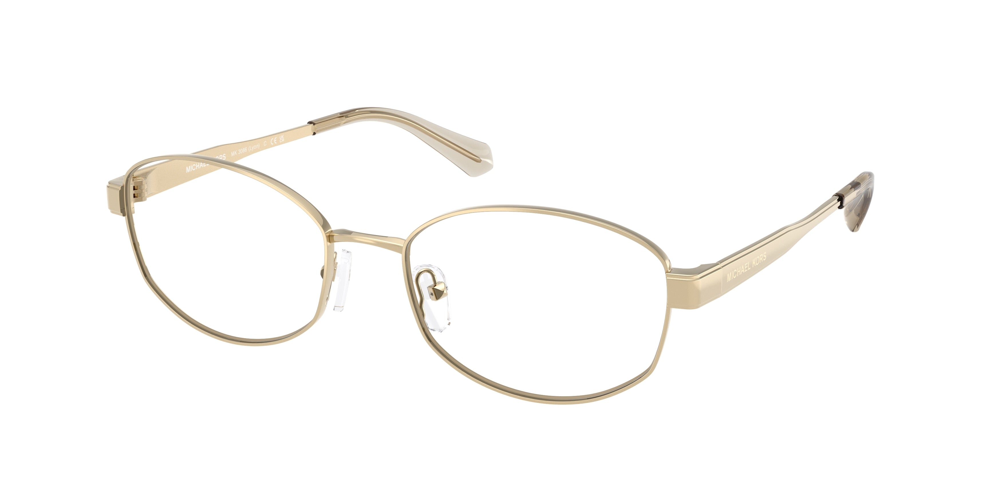 Michael Kors LYON MK3086 Oval Eyeglasses 1014-Light Gold 55-140-18 - Color Map Gold