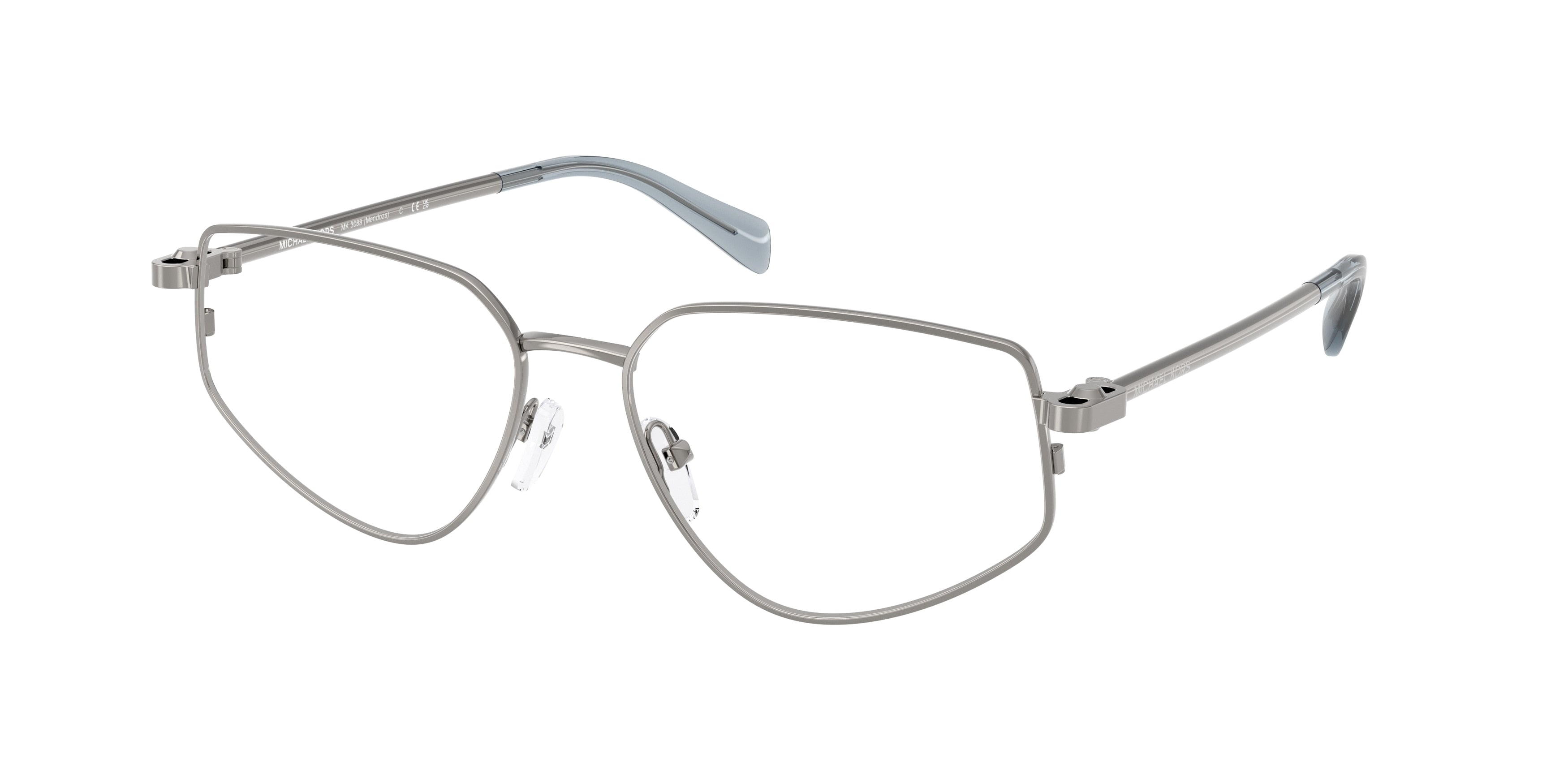 Michael Kors MENDOZA MK3088 Irregular Eyeglasses 1002-Gunmetal Shiny 56-140-16 - Color Map Grey