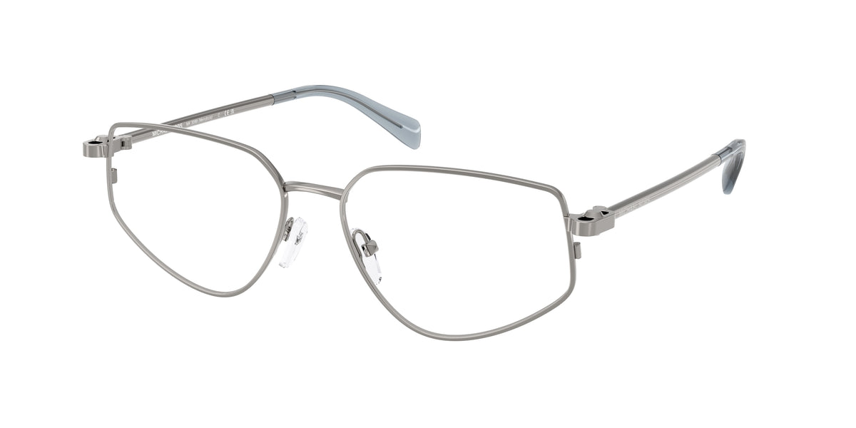 Michael Kors MENDOZA MK3088 Irregular Eyeglasses 1002-Gunmetal Shiny 56-140-16 - Color Map Grey