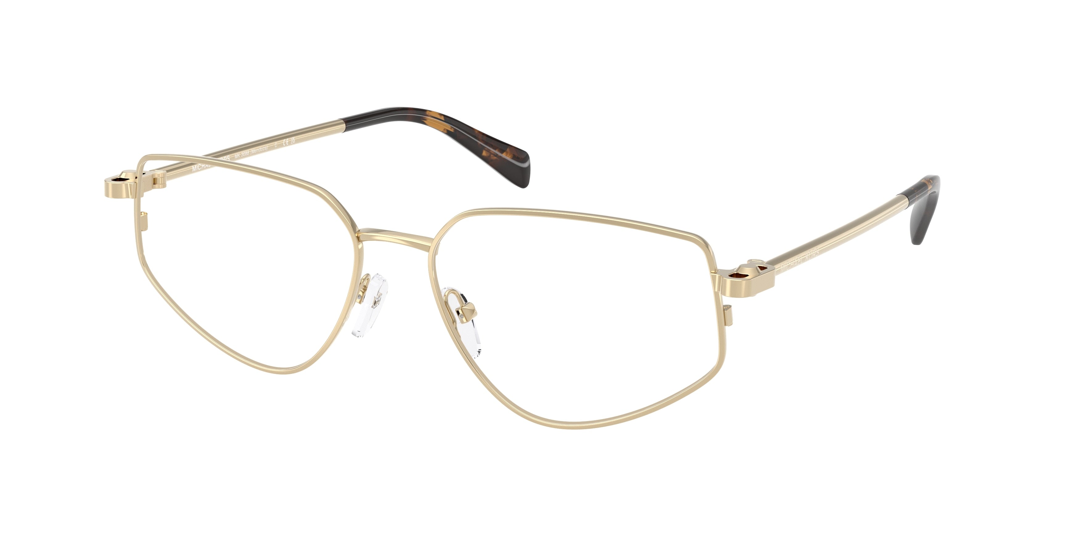 Michael Kors MENDOZA MK3088 Irregular Eyeglasses 1014-Light Gold Shiny 56-140-16 - Color Map Gold