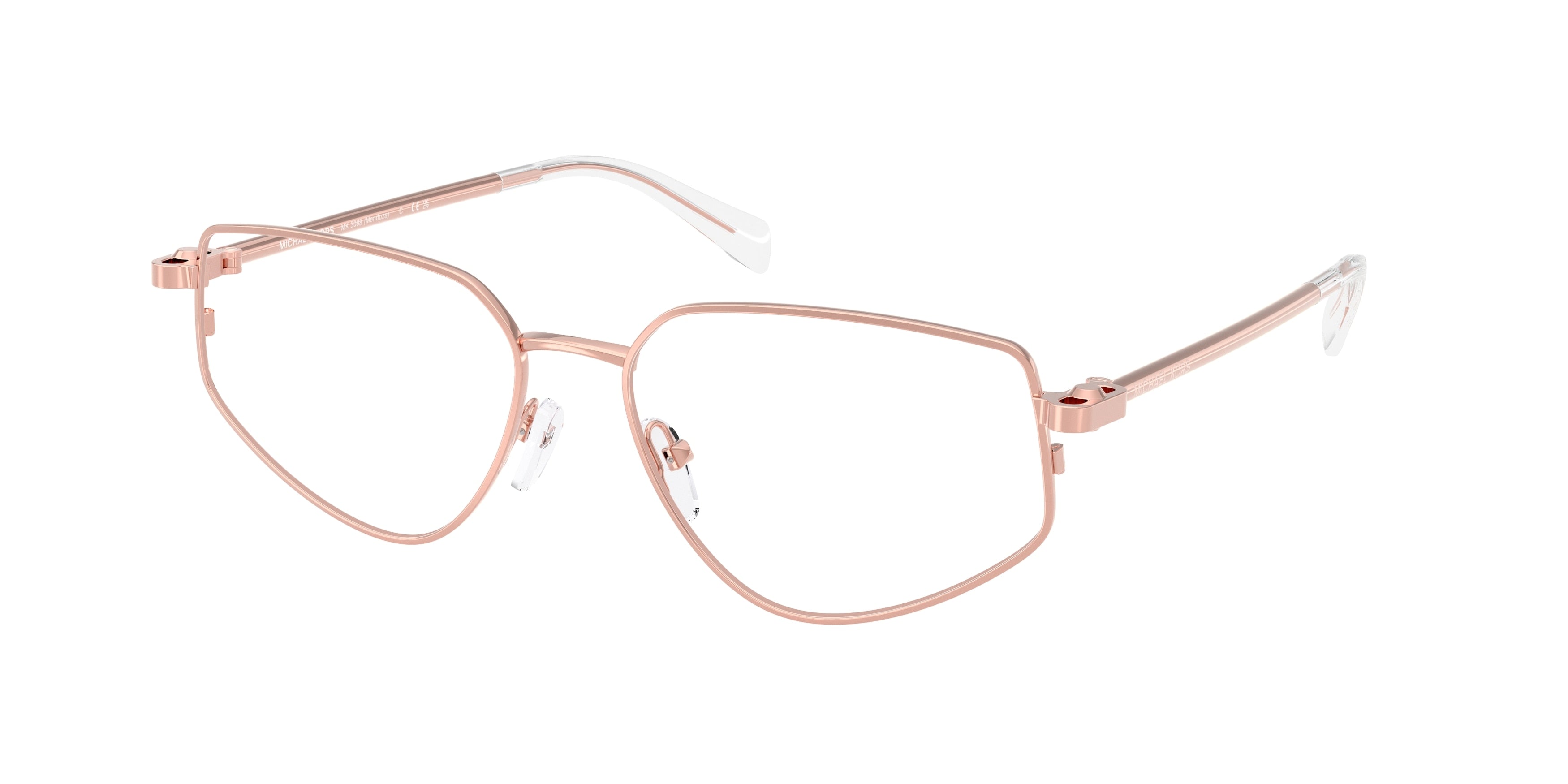 Michael Kors MENDOZA MK3088 Irregular Eyeglasses 1108-Rose Gold Shiny 56-140-16 - Color Map Pink
