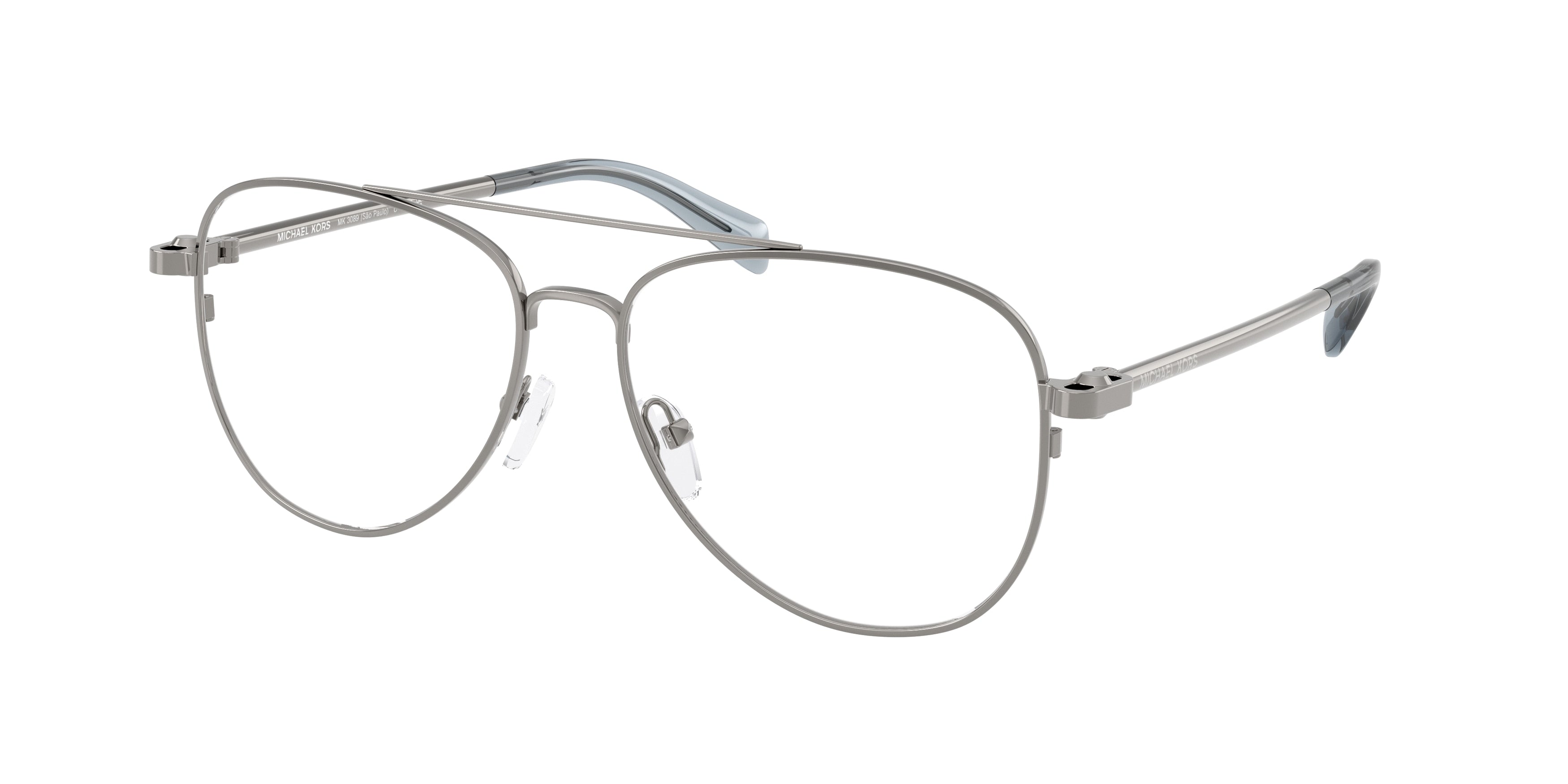 Michael Kors SãO PAULO MK3089 Pilot Eyeglasses  1002-Shiny Gunmetal 56-140-15 - Color Map Grey