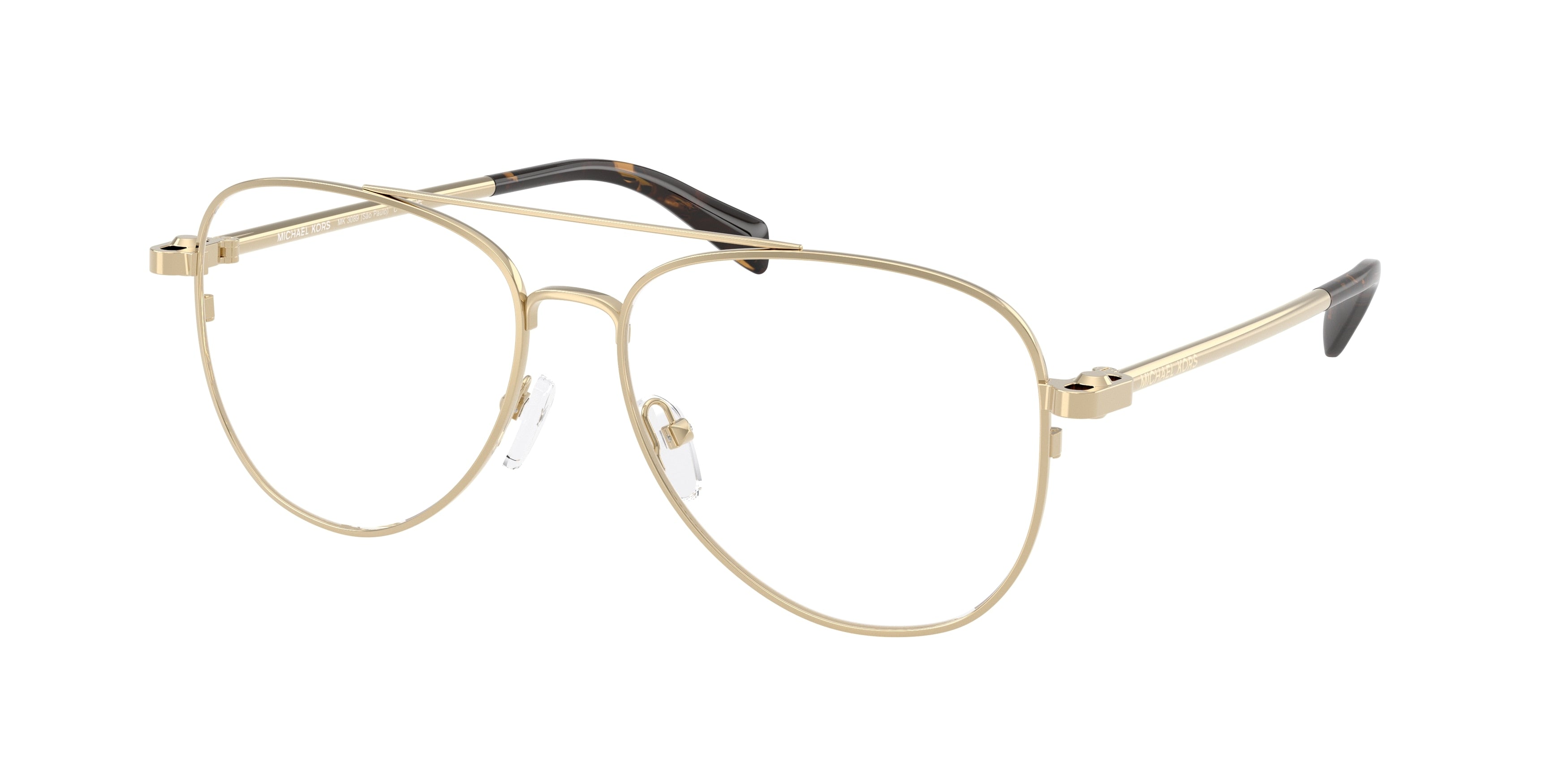 Michael Kors SãO PAULO MK3089 Pilot Eyeglasses 1014-Light Gold Shiny 56-140-15 - Color Map Gold