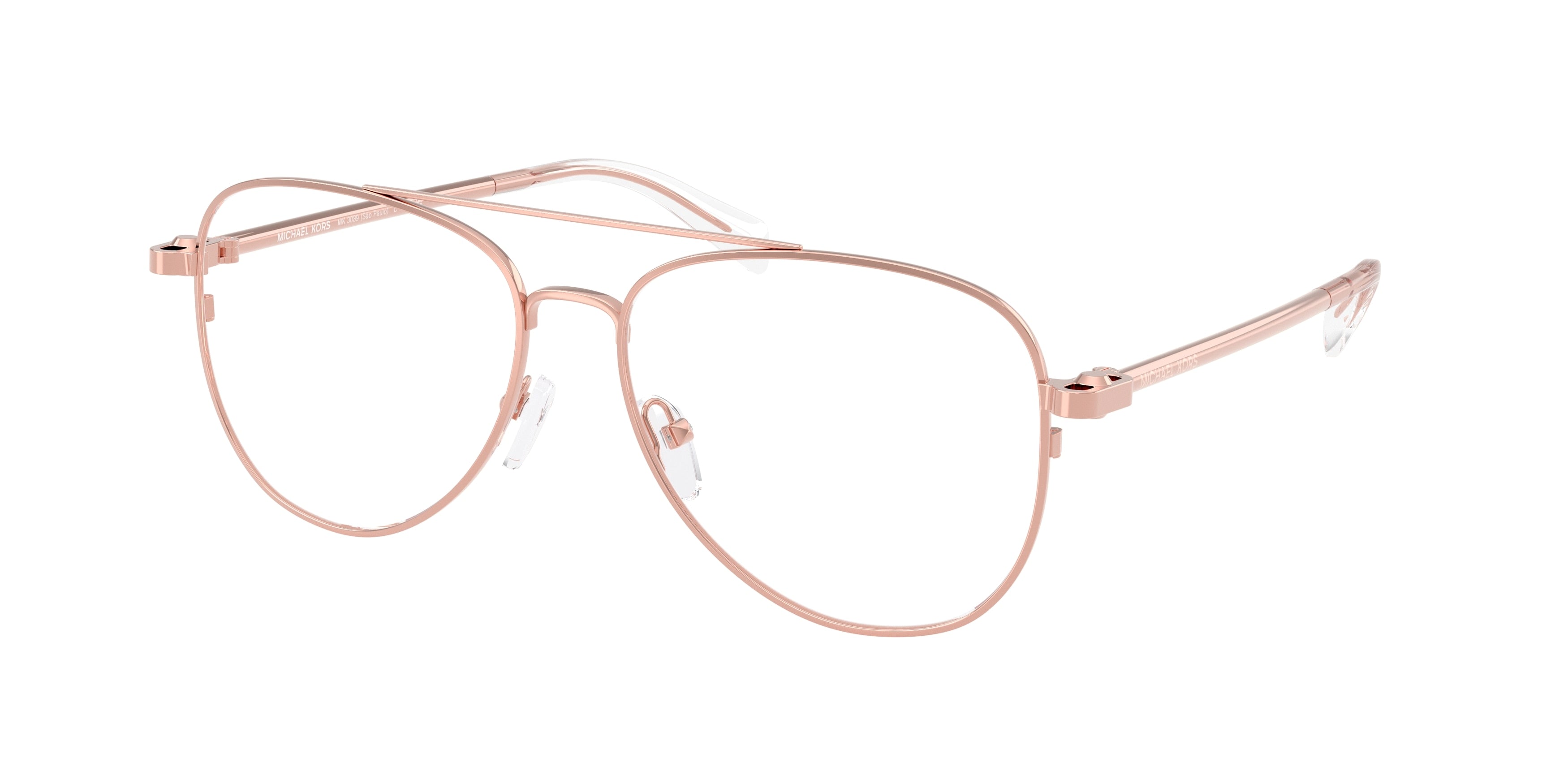 Michael Kors SãO PAULO MK3089 Pilot Eyeglasses 1108-Rose Gold Shiny 56-140-15 - Color Map Pink