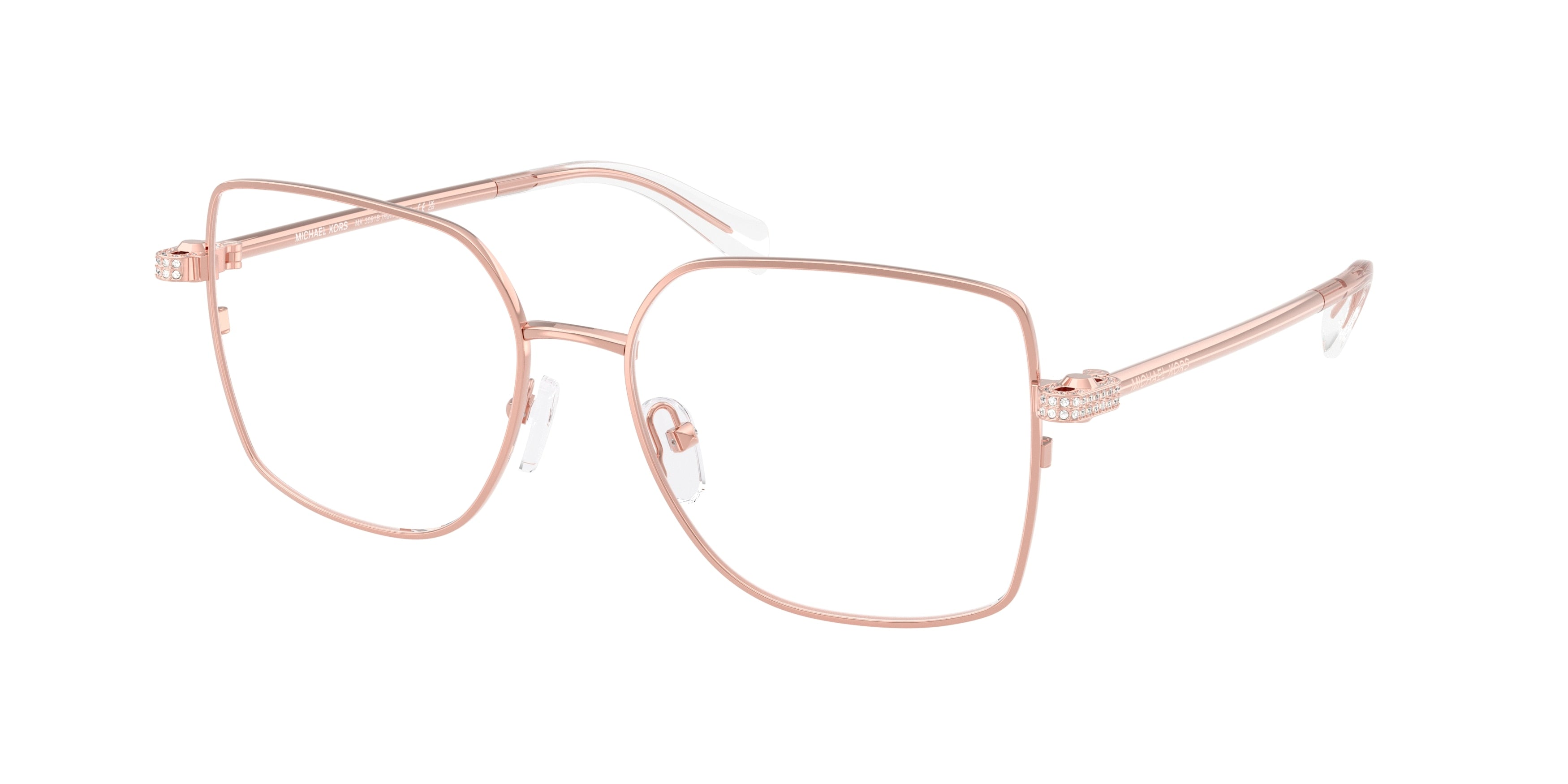 Michael Kors RAVELLO MK3091B Square Eyeglasses 1108-Rose Gold Shiny 54-140-16 - Color Map Pink