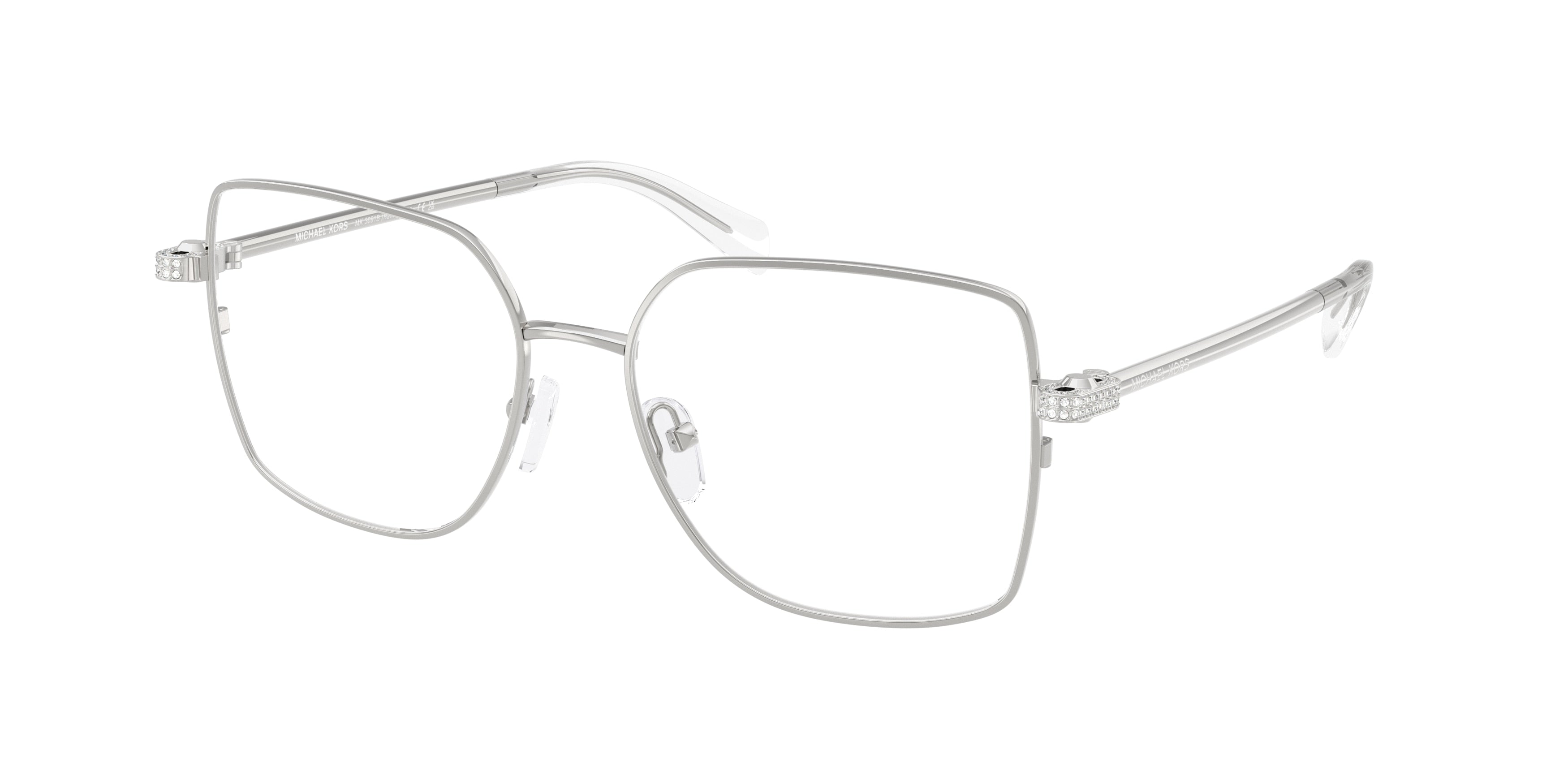 Michael Kors RAVELLO MK3091B Square Eyeglasses 1893-Silver Shiny 54-140-16 - Color Map Silver