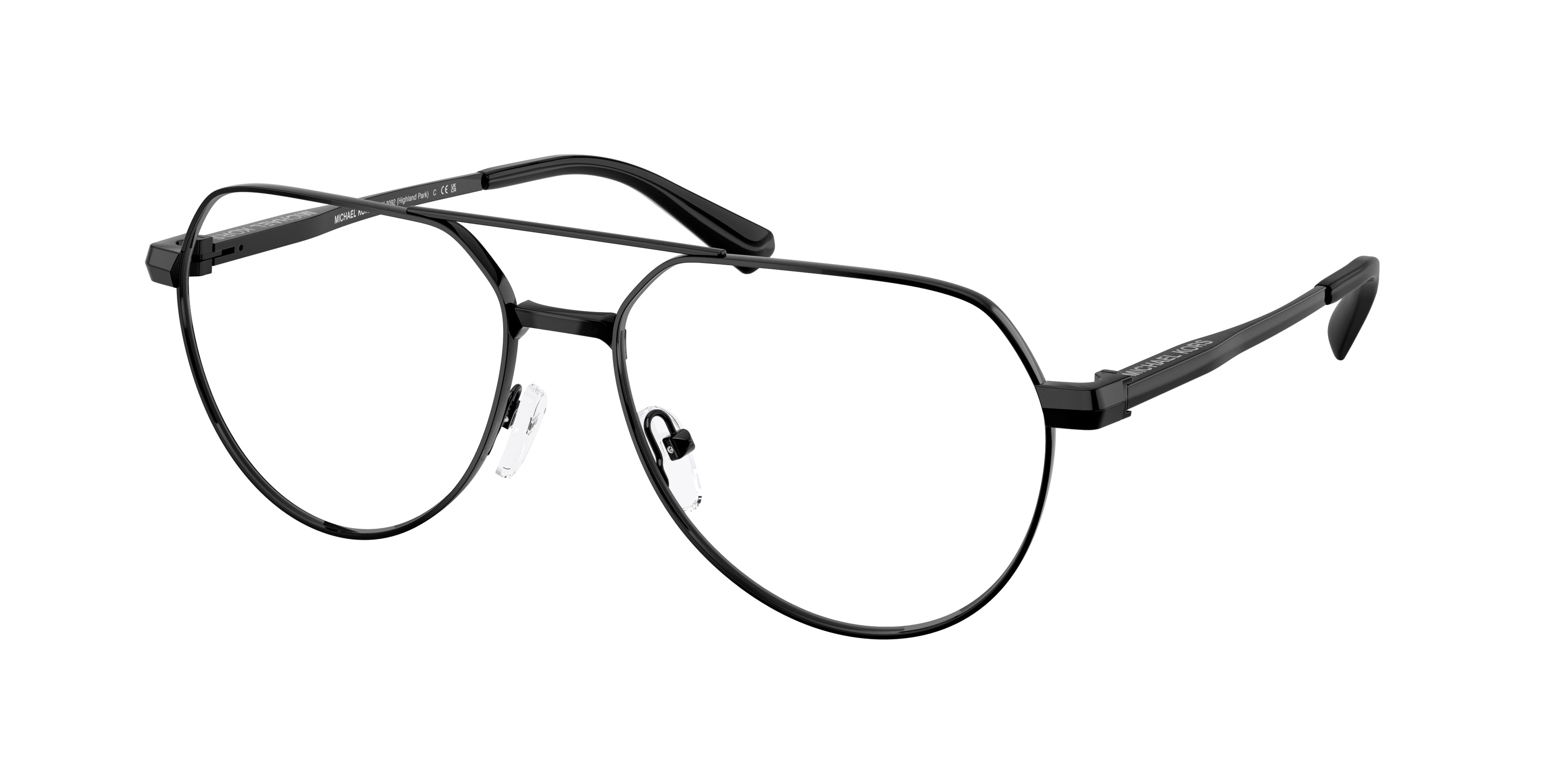 Michael Kors HIGHLAND PARK MK3092 Pilot Eyeglasses 1005-Black Shiny 57-145-16 - Color Map Black