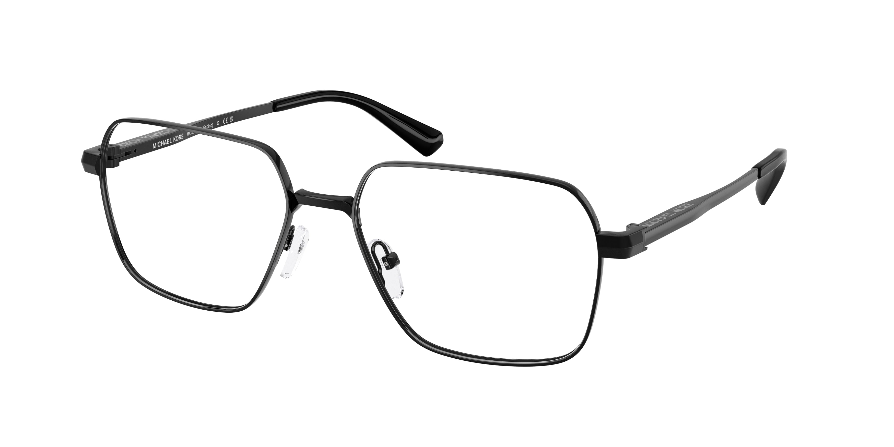 Michael Kors ENCINO MK3093 Square Eyeglasses 1005-Black Shiny 57-145-17 - Color Map Black