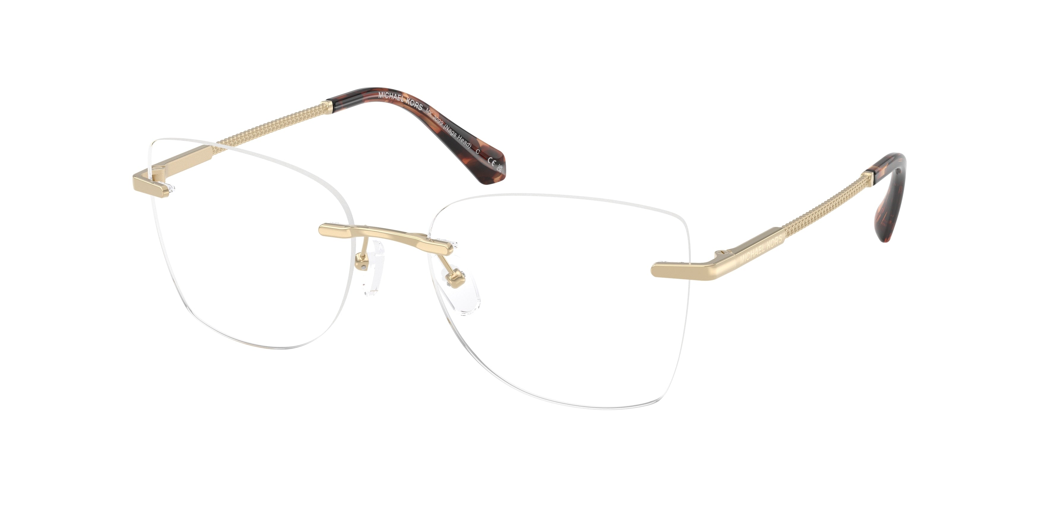 Michael Kors NAGS HEAD MK3099 Square Eyeglasses 1014-Light Gold 53-140-17 - Color Map Gold