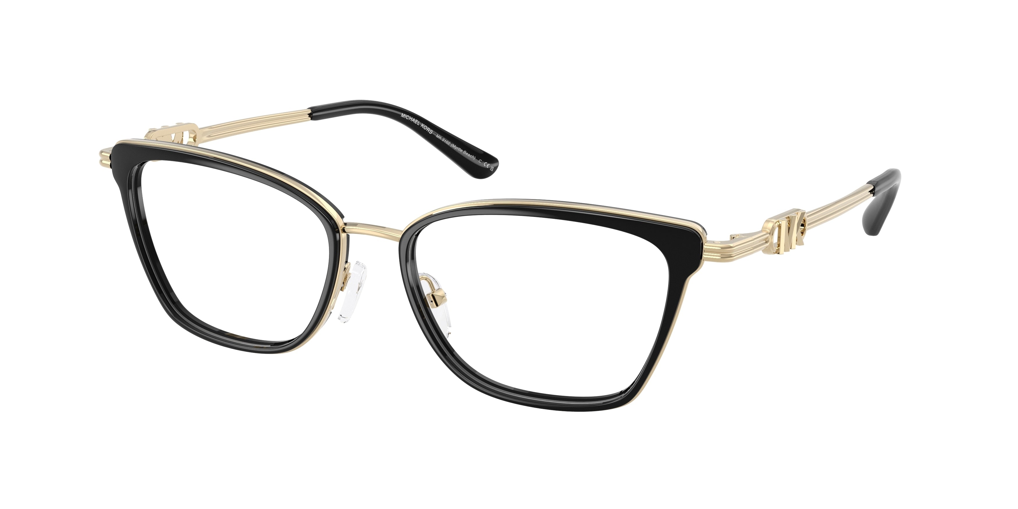 Michael Kors MYRTLE BEACH MK3102 Rectangle Eyeglasses 3005-Black 54-140-17 - Color Map Black