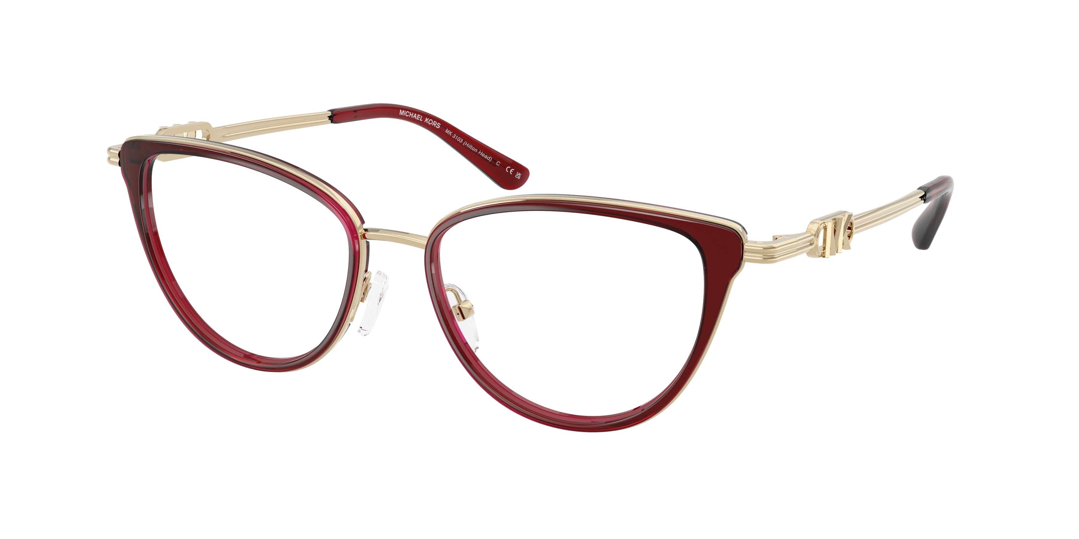 Michael Kors HILTON HEAD MK3103 Cat Eye Eyeglasses 3949-Cordovan 53-140-17 - Color Map Brown