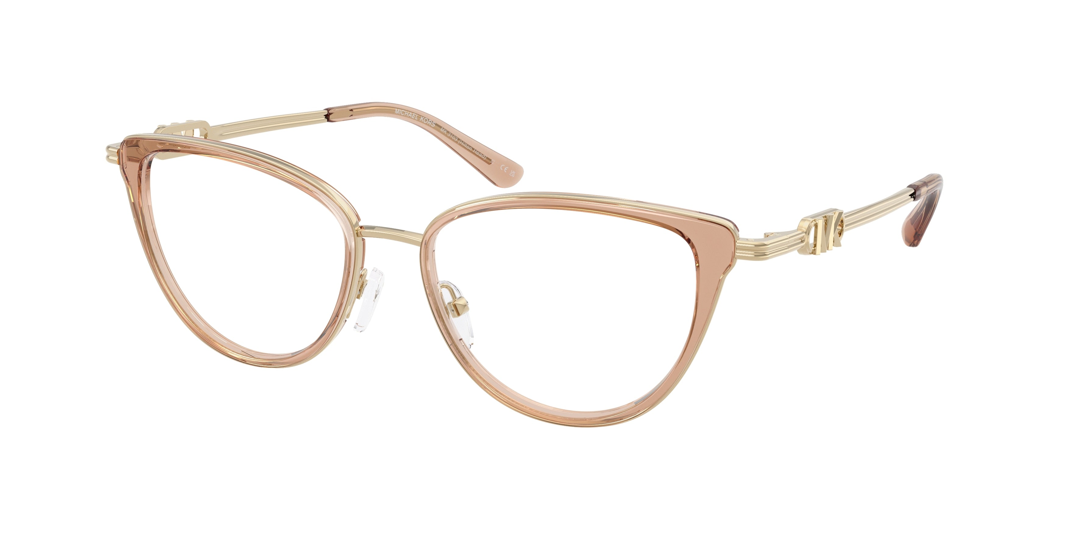 Michael Kors HILTON HEAD MK3103 Cat Eye Eyeglasses 4051-Light Brown 53-140-17 - Color Map Brown