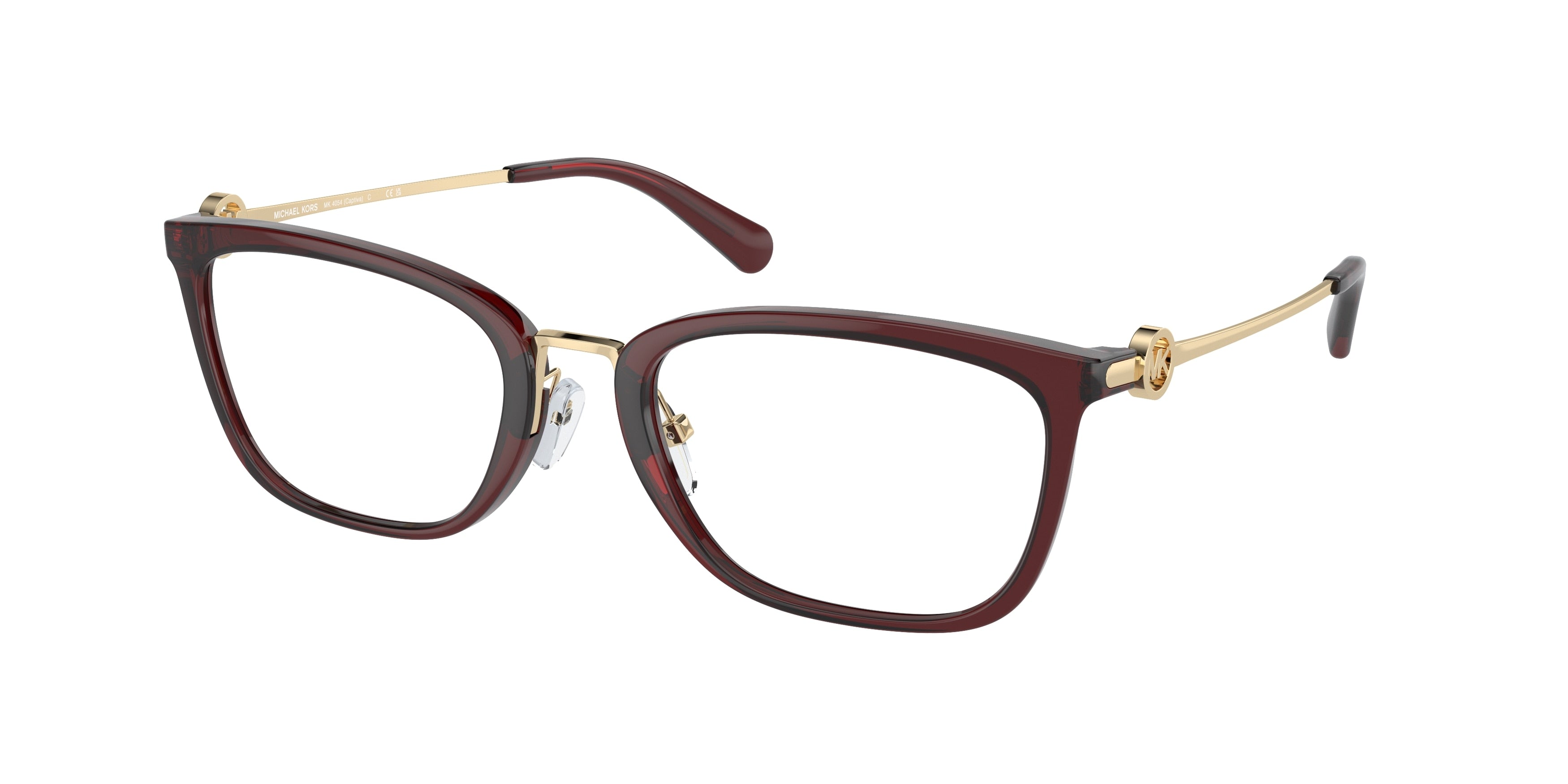Michael Kors CAPTIVA MK4054 Rectangle Eyeglasses 3949-Dark Red 52-140-20 - Color Map Red