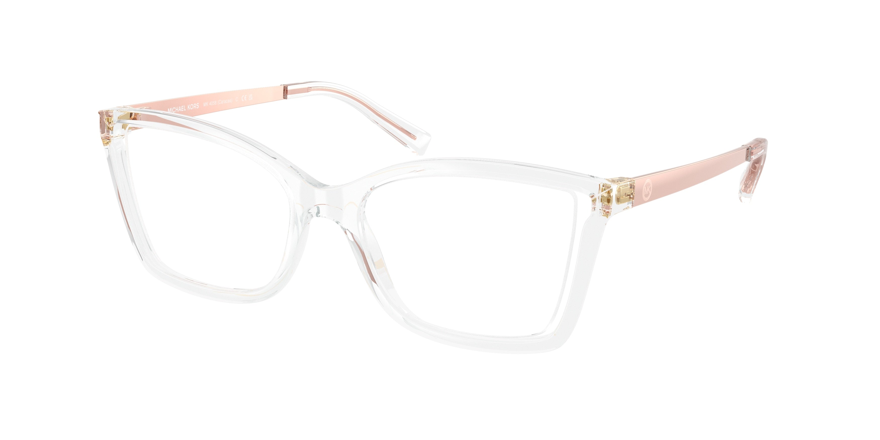Michael Kors CARACAS MK4058 Rectangle Eyeglasses 3050-Clear 54-135-17 - Color Map Transparent