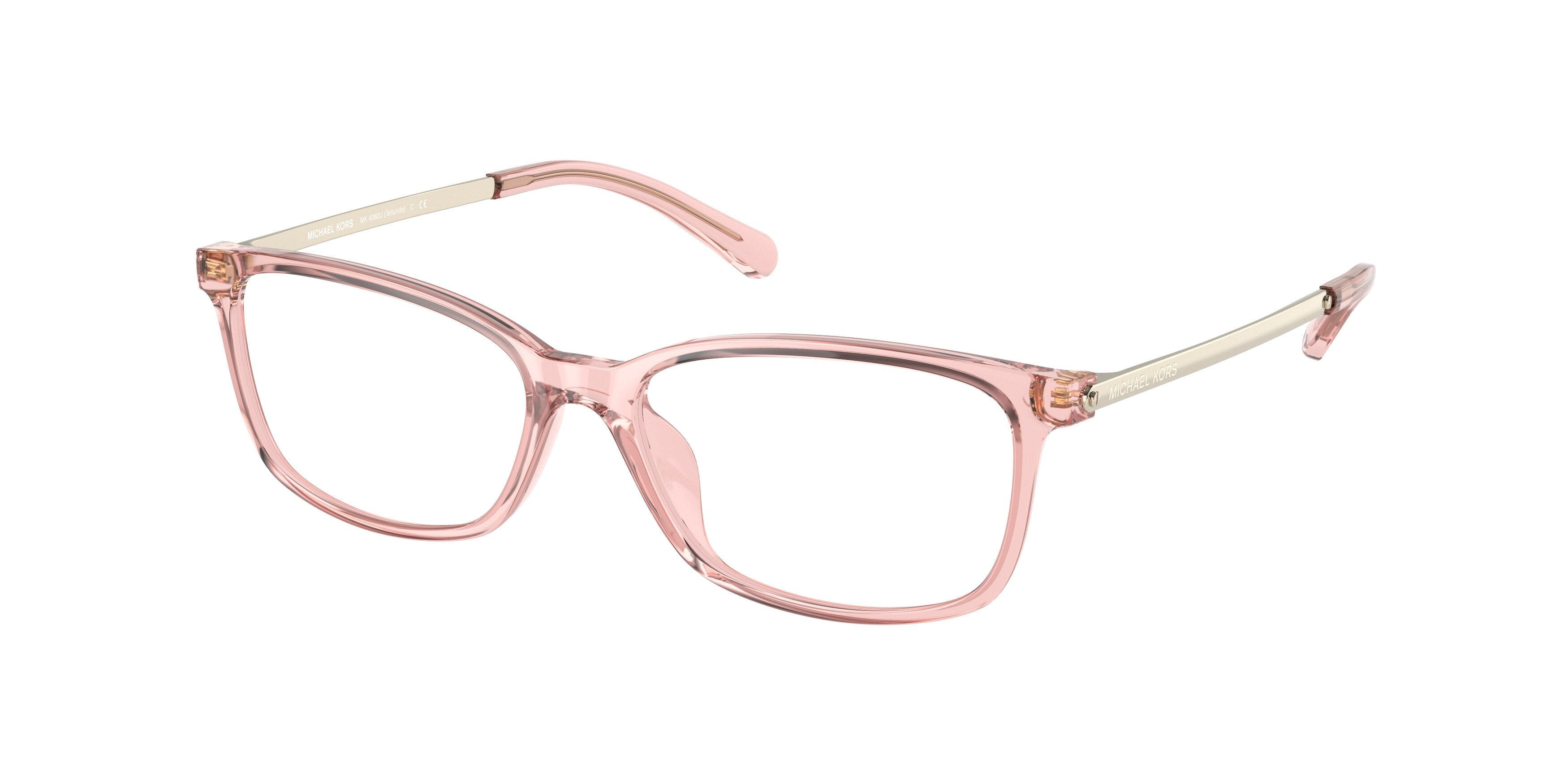 Michael Kors TELLURIDE MK4060U Rectangle Eyeglasses 3112-Transparent Dusty Rose 52-140-15 - Color Map Pink