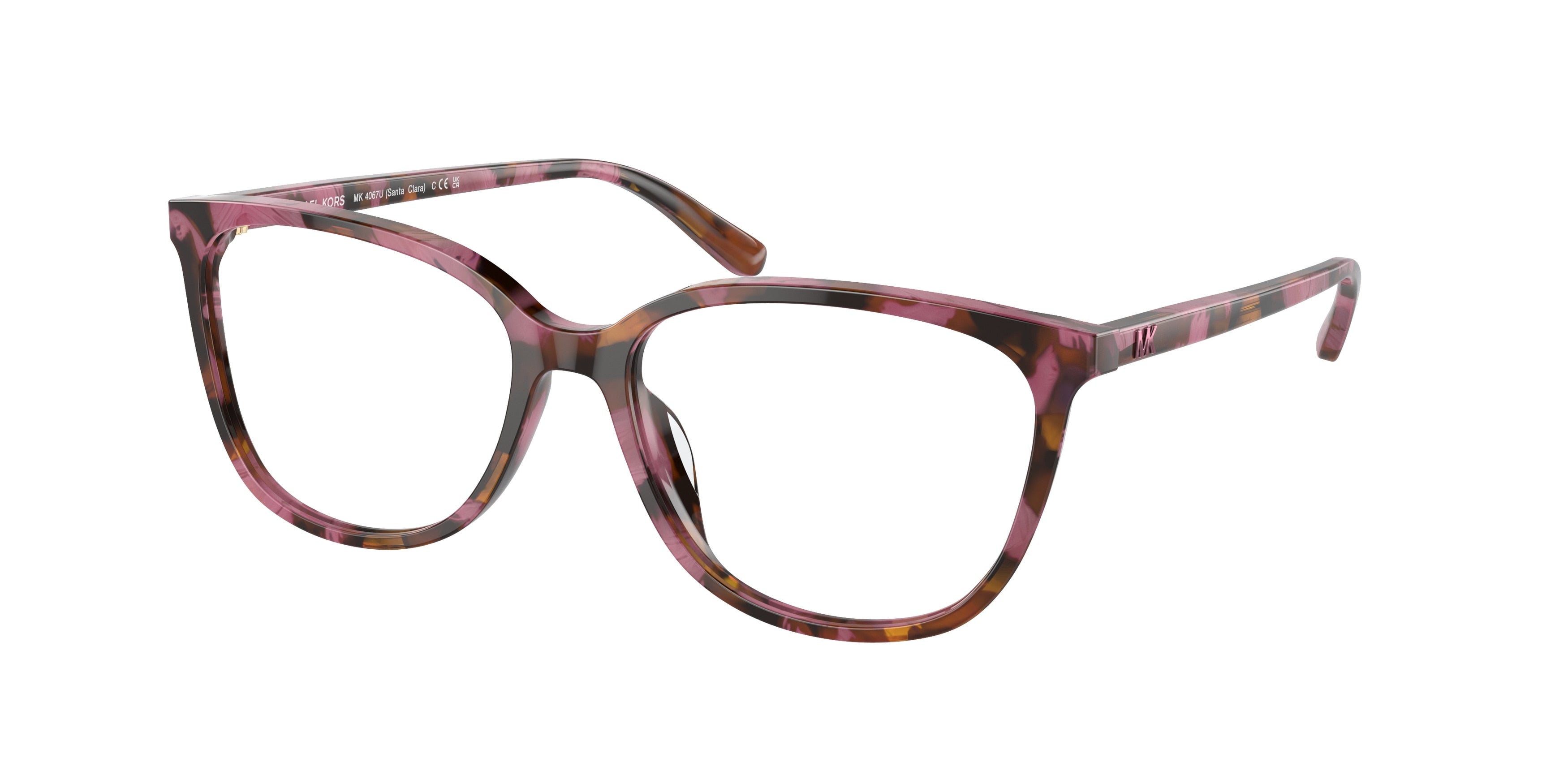 Michael Kors SANTA CLARA MK4067U Rectangle Eyeglasses 3998-Plum Graphic Tortoise 55-140-16 - Color Map Tortoise