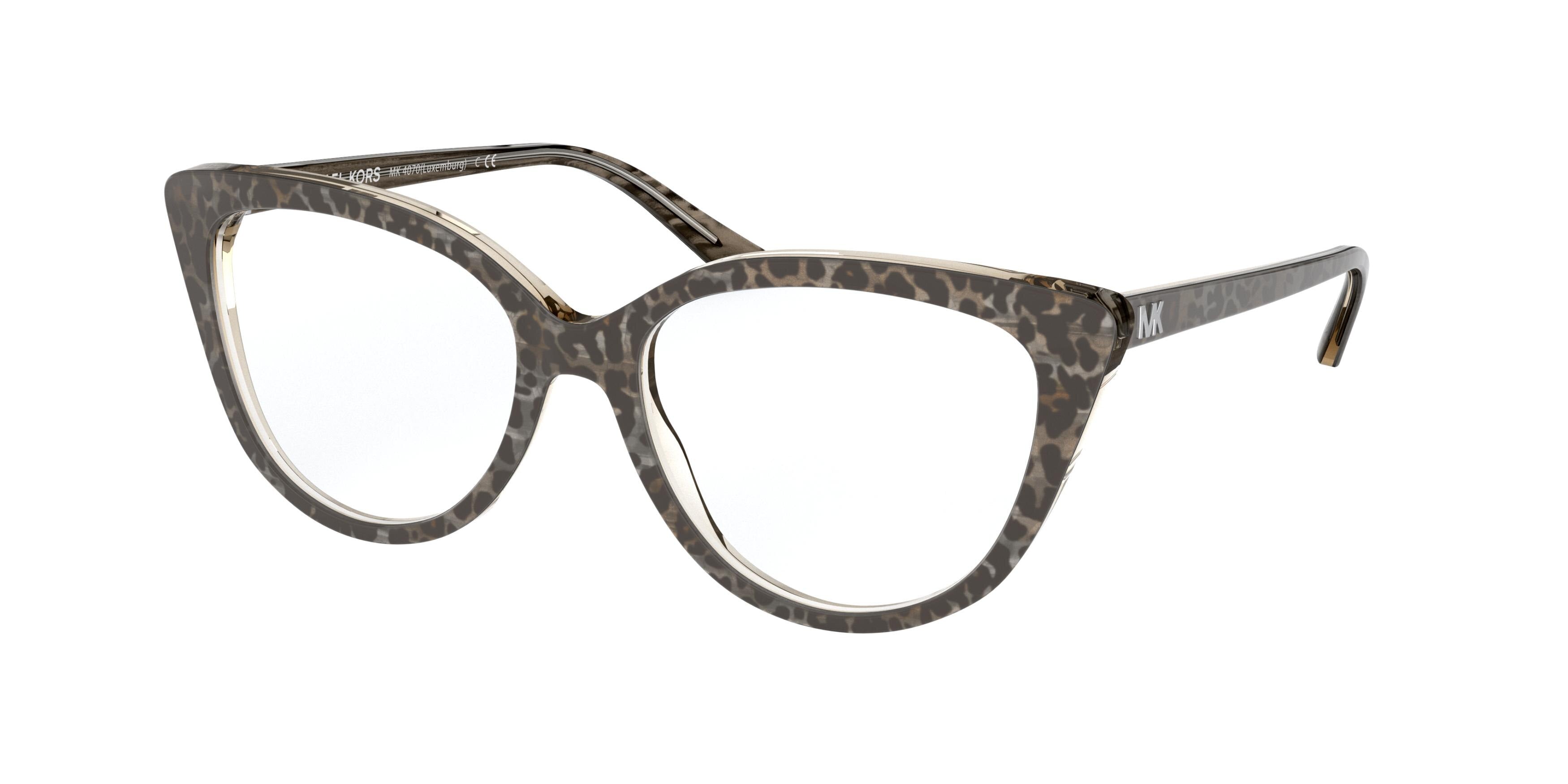 Michael Kors LUXEMBURG MK4070 Cat Eye Eyeglasses 3892-Black Gunmetal Leopard 52-140-17 - Color Map Black