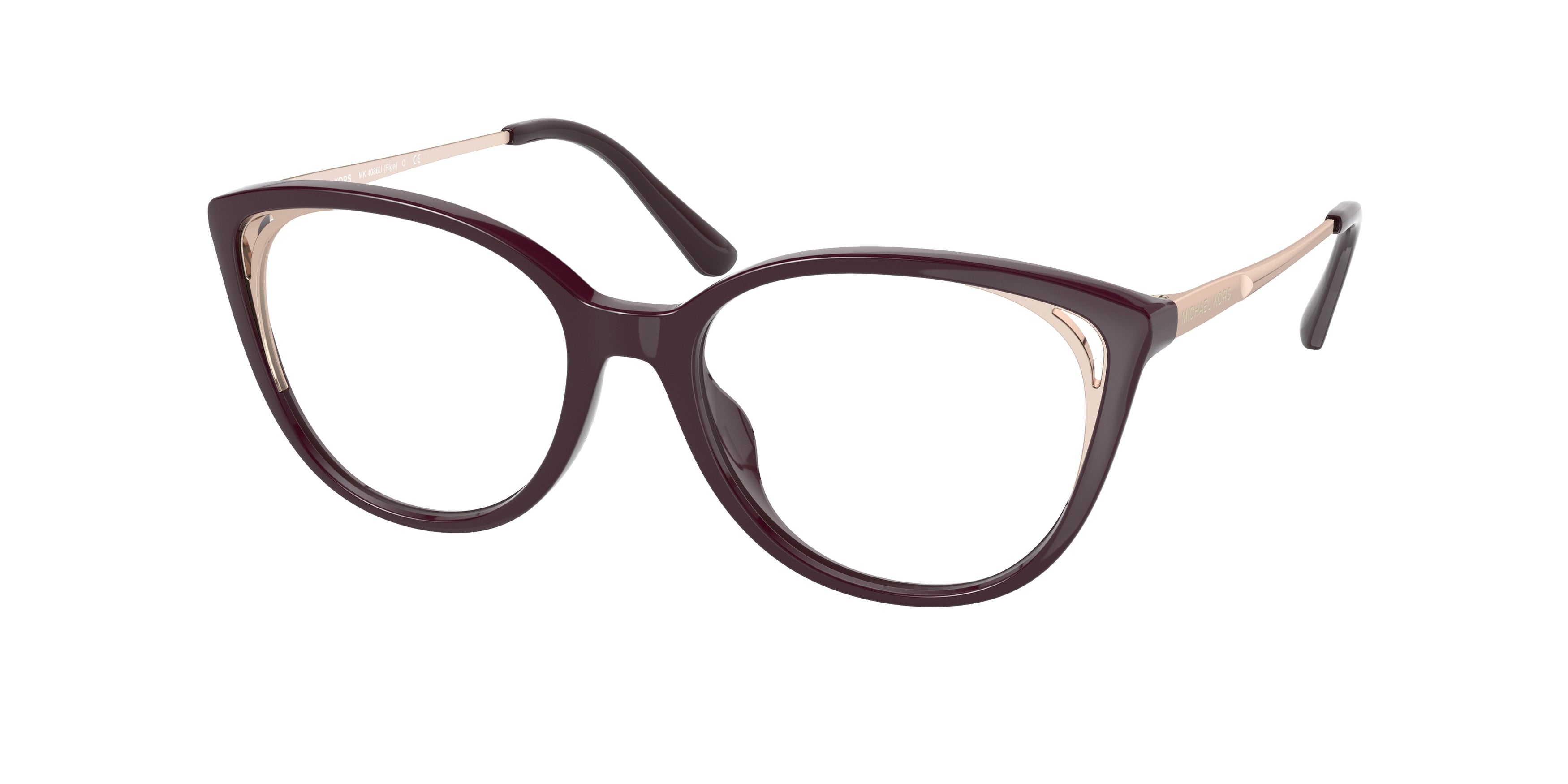 Michael Kors RIGA MK4086U Cat Eye Eyeglasses 3344-Bio Cordovan 52-140-17 - Color Map Brown