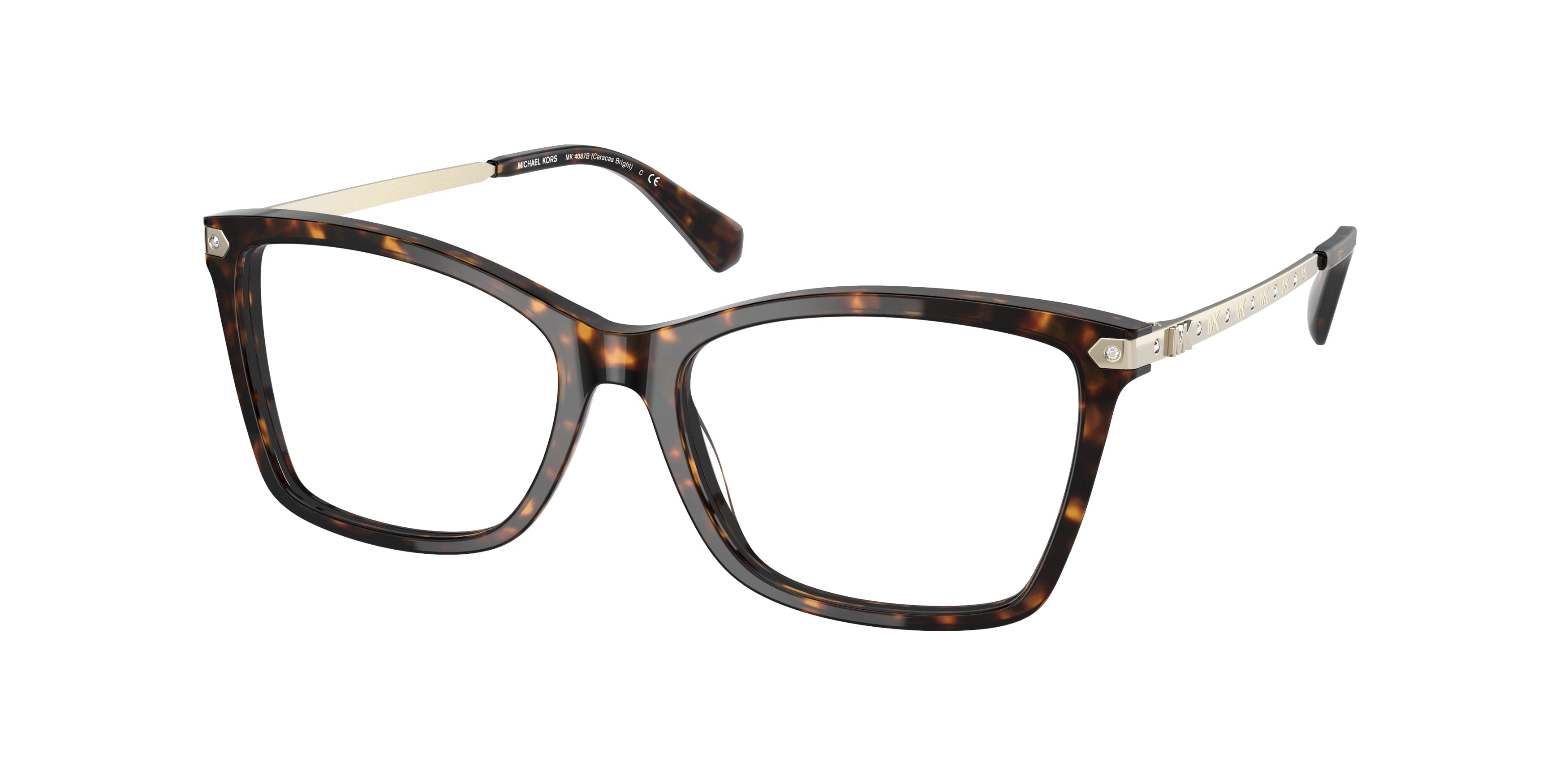 Michael Kors CARACAS BRIGHT MK4087B Rectangle Eyeglasses 3006-Dark Tortoise 53-140-16 - Color Map Tortoise