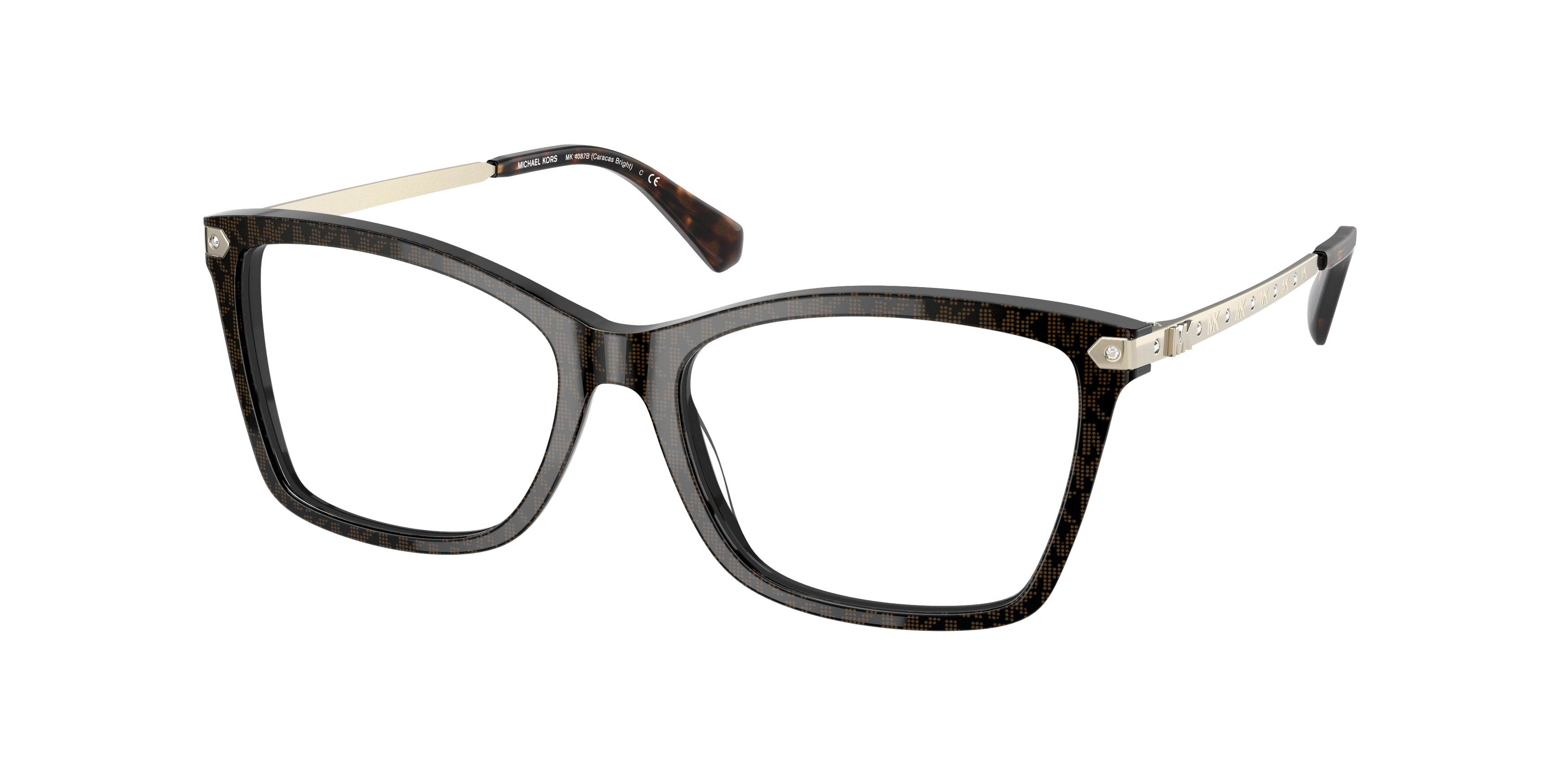 Michael Kors CARACAS BRIGHT MK4087B Rectangle Eyeglasses 3500-Brown Signature Pvc 51-140-16 - Color Map Brown