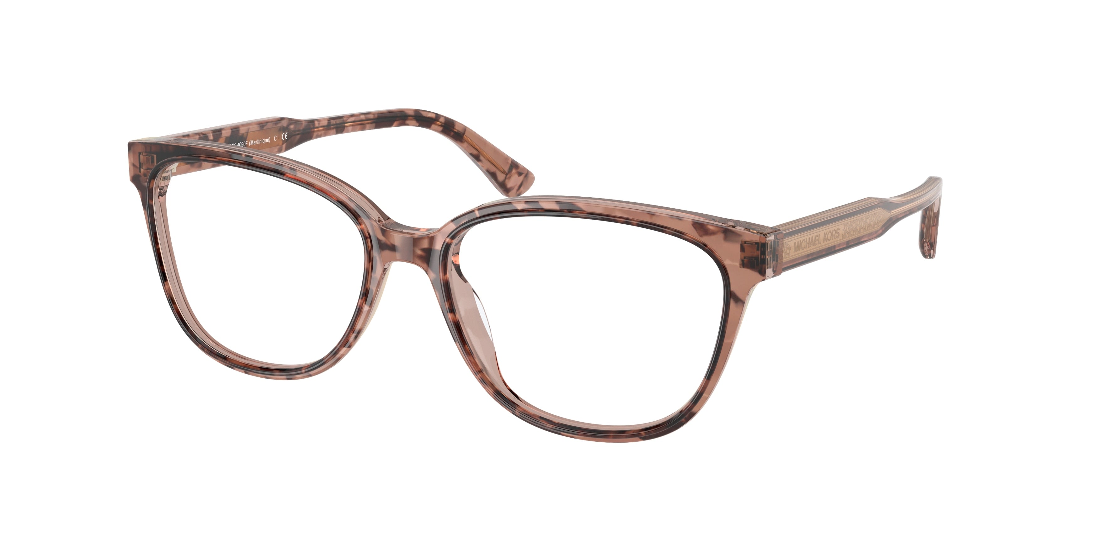 Michael Kors MARTINIQUE MK4090F Rectangle Eyeglasses 3251-Pink Tortoise/Dusty Rose Transparent 56-145-16 - Color Map Pink