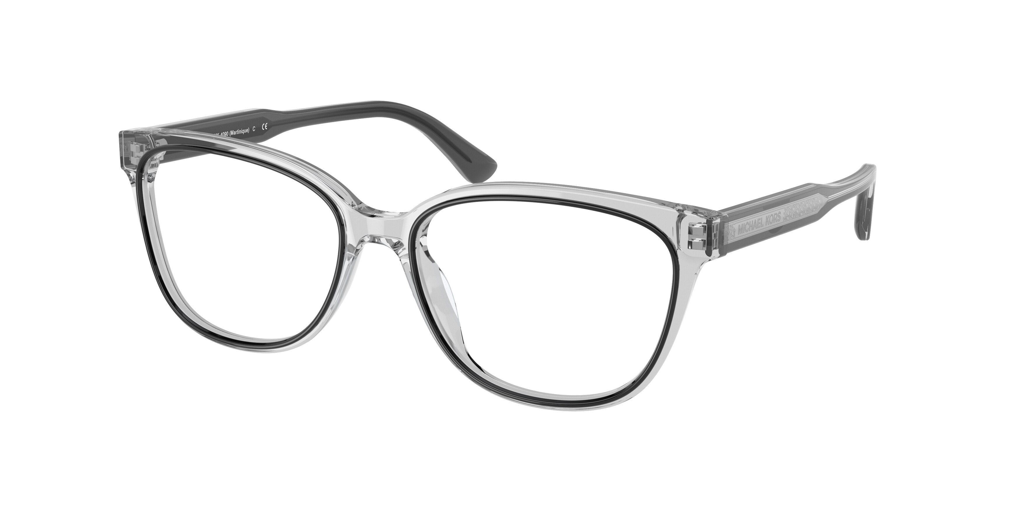 Michael Kors MARTINIQUE MK4090 Rectangle Eyeglasses 3106-Grey Transparent 54-140-16 - Color Map Grey