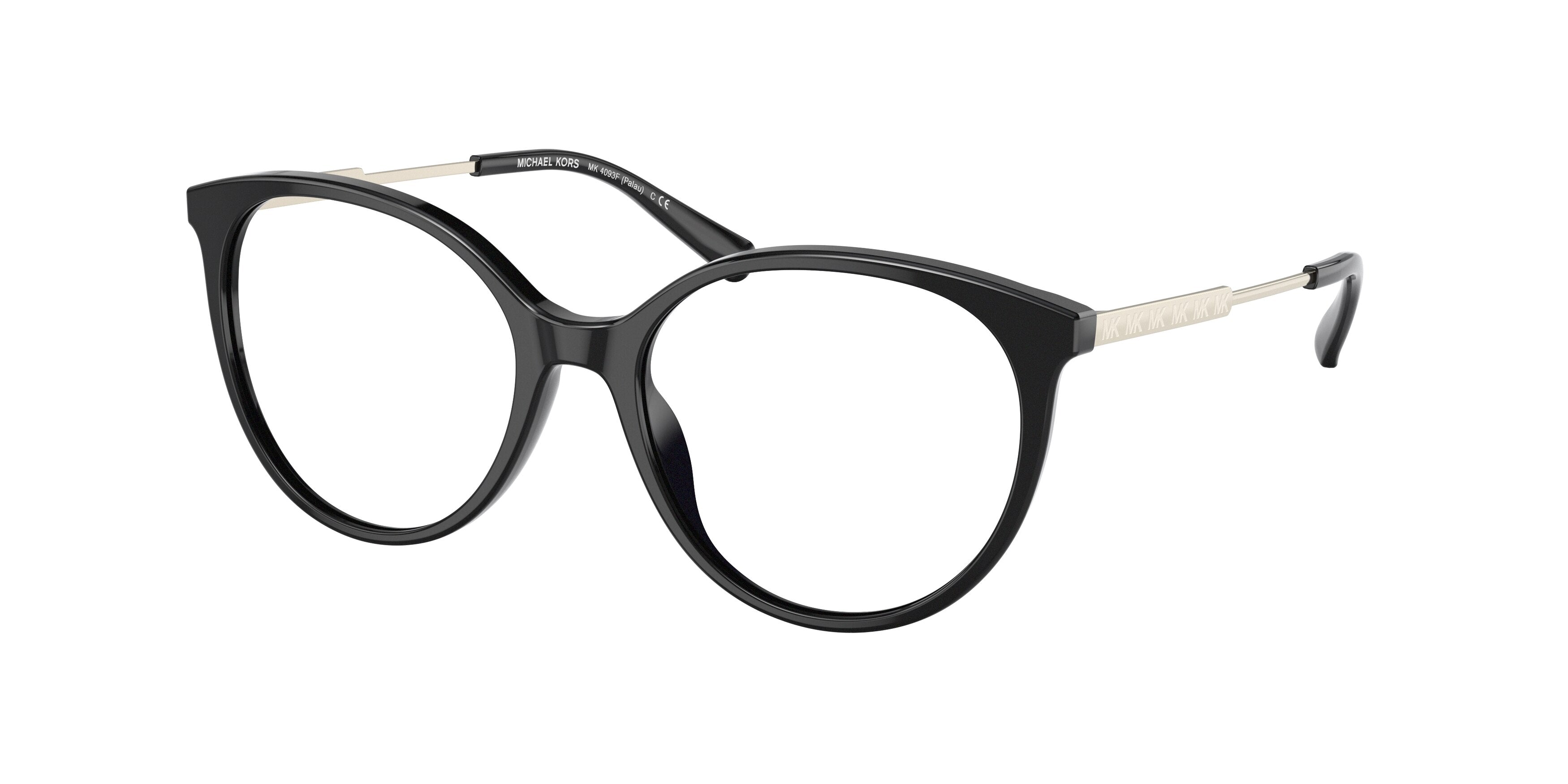 Michael Kors PALAU MK4093F Round Eyeglasses 3005-Black 53-145-17 - Color Map Black