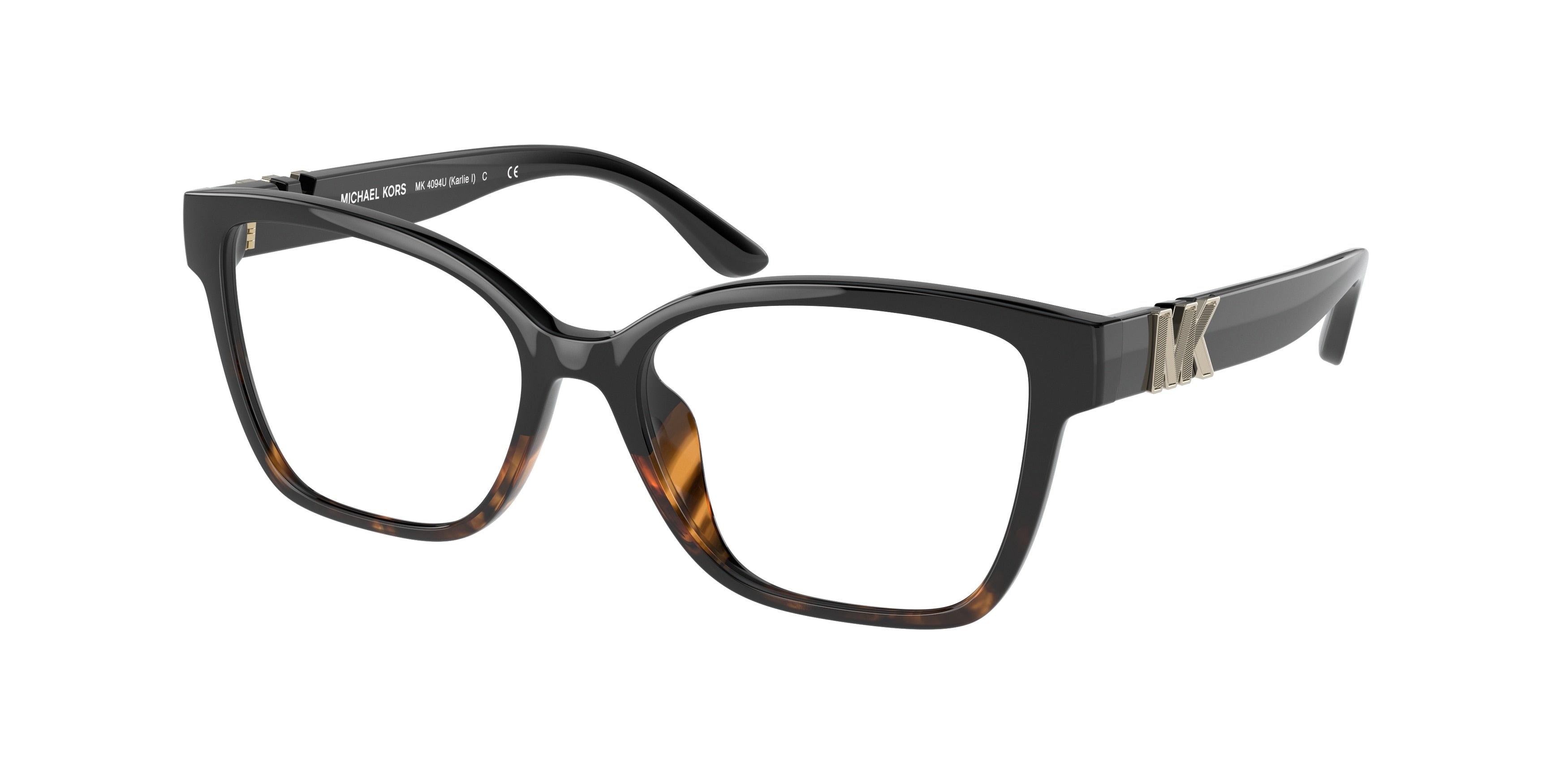 Michael Kors KARLIE I MK4094U Square Eyeglasses 3912-Black/Dark Tortoise 55-140-16 - Color Map Black