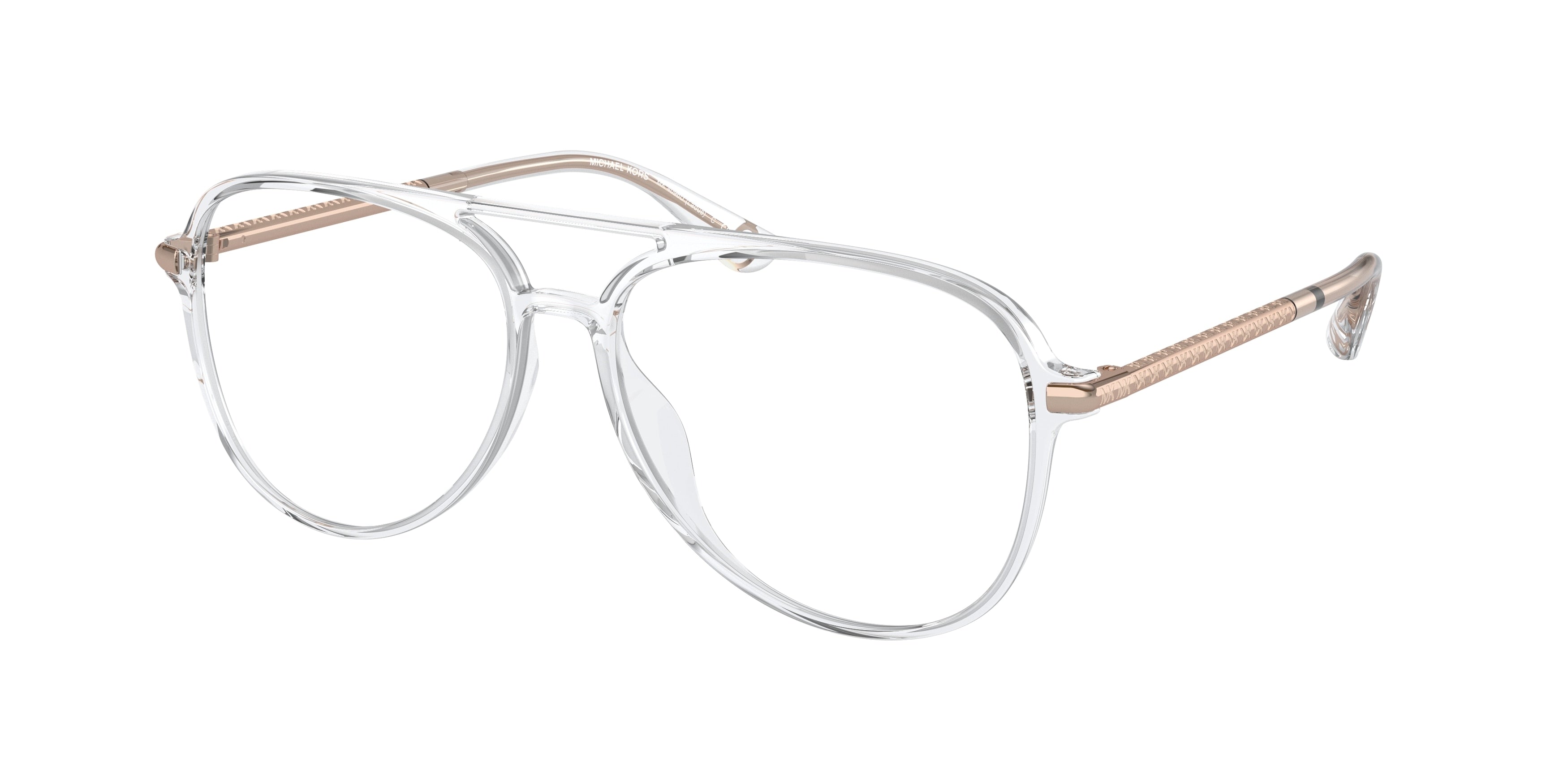 Michael Kors LADUE MK4096U Pilot Eyeglasses 3015-Clear Transparent 56-140-14 - Color Map Transparent