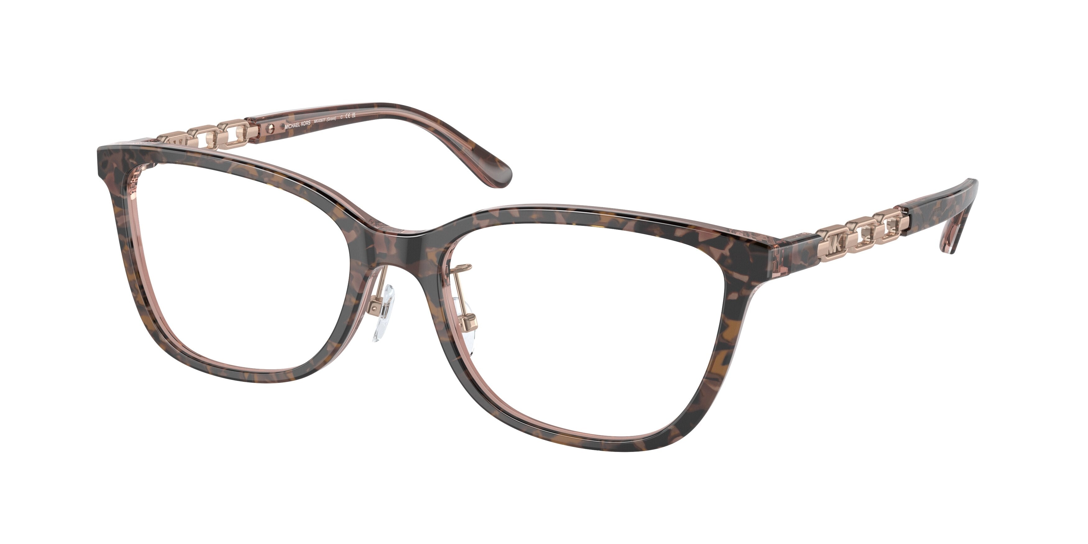 Michael Kors GREVE MK4097F Rectangle Eyeglasses 3251-Pink Tortoise 56-145-18 - Color Map Tortoise